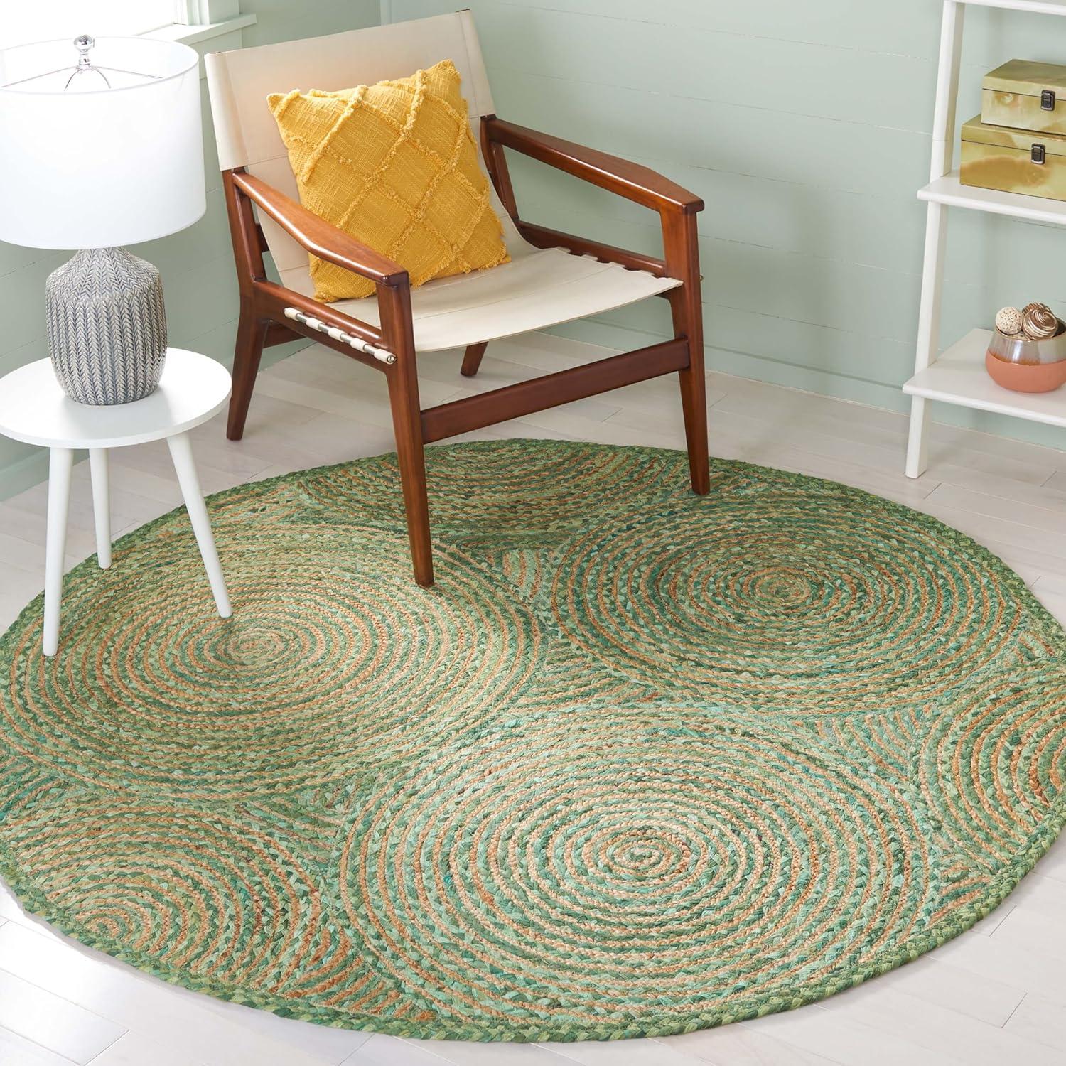 image:imageSAFAVIEH Area Rug 8x10 Cape Cod Collection Large Blue amp Natural Handmade Jute amp Cotton Boho Braided Design Ideal for Living Room Bedroom Office Dining Space CAP203MGreenNatural