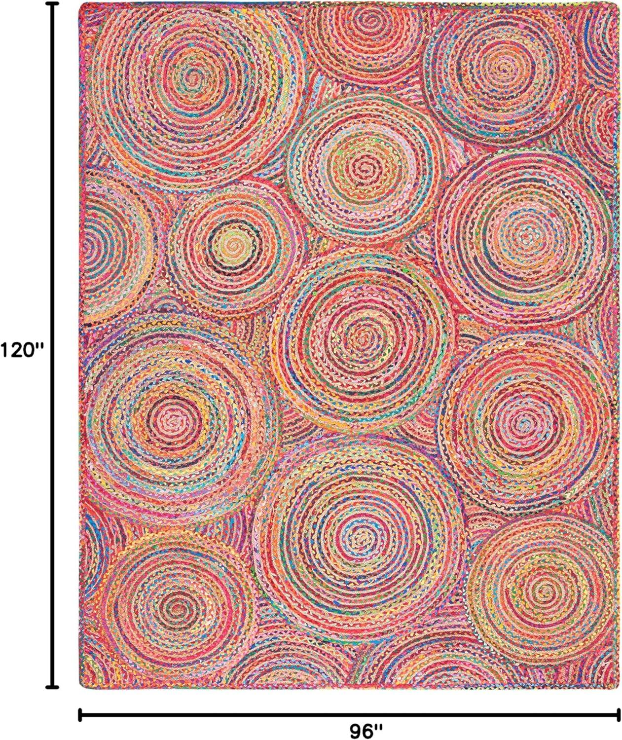 image:imageSAFAVIEH Area Rug 8x10 Cape Cod Collection Large Blue amp Natural Handmade Jute amp Cotton Boho Braided Design Ideal for Living Room Bedroom Office Dining Space CAP203MRedMulti