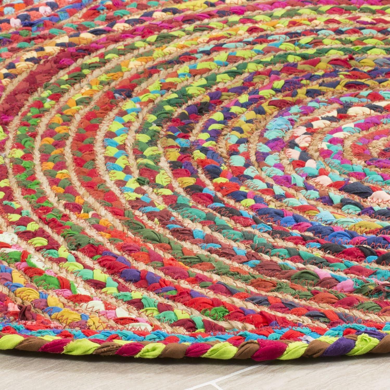 image:imageSAFAVIEH Area Rug 8x10 Cape Cod Collection Large Blue amp Natural Handmade Jute amp Cotton Boho Braided Design Ideal for Living Room Bedroom Office Dining Space CAP203MRedMulti