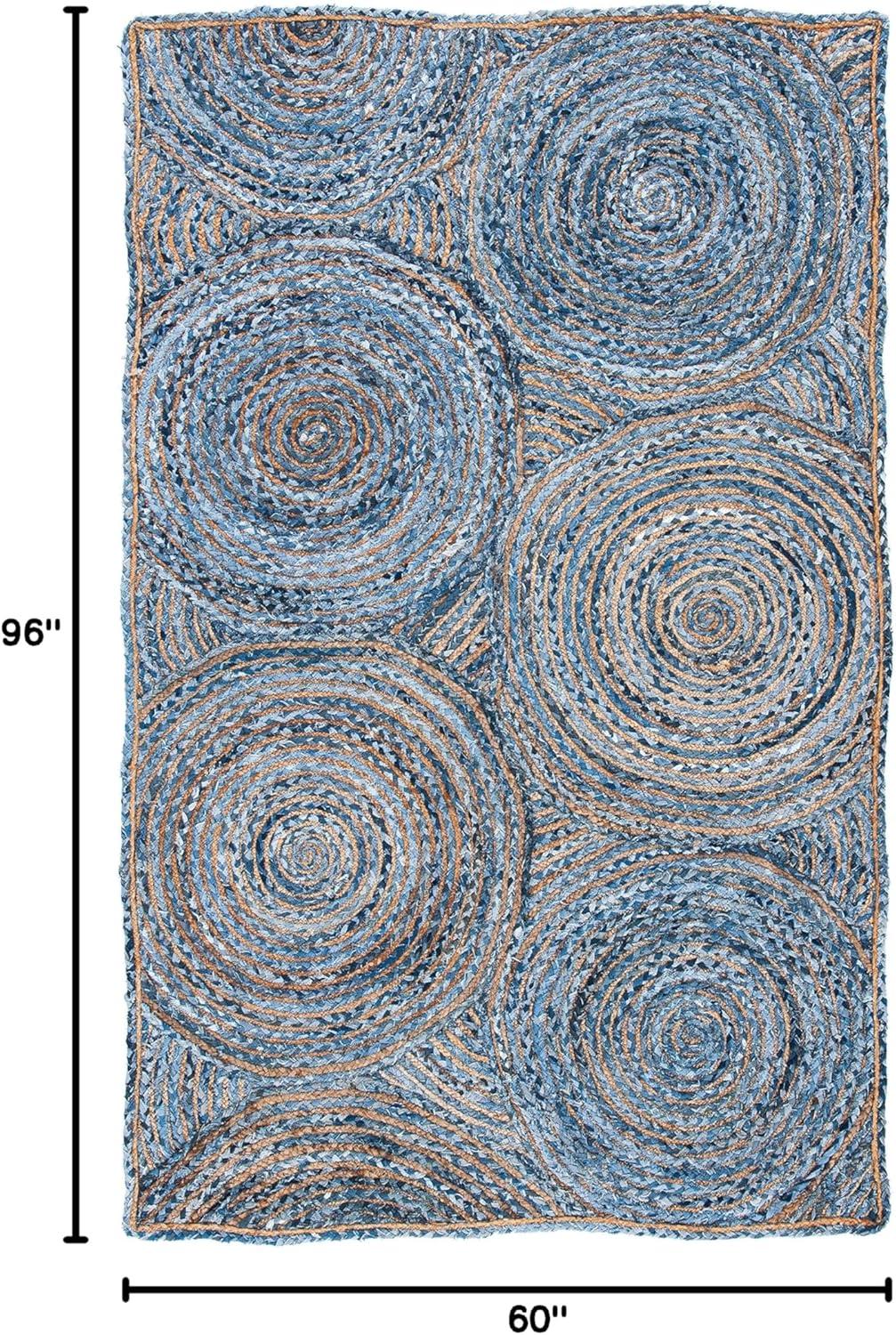 image:imageSAFAVIEH Area Rug 8x10 Cape Cod Collection Large Blue amp Natural Handmade Jute amp Cotton Boho Braided Design Ideal for Living Room Bedroom Office Dining Space CAP203MBlueNatural