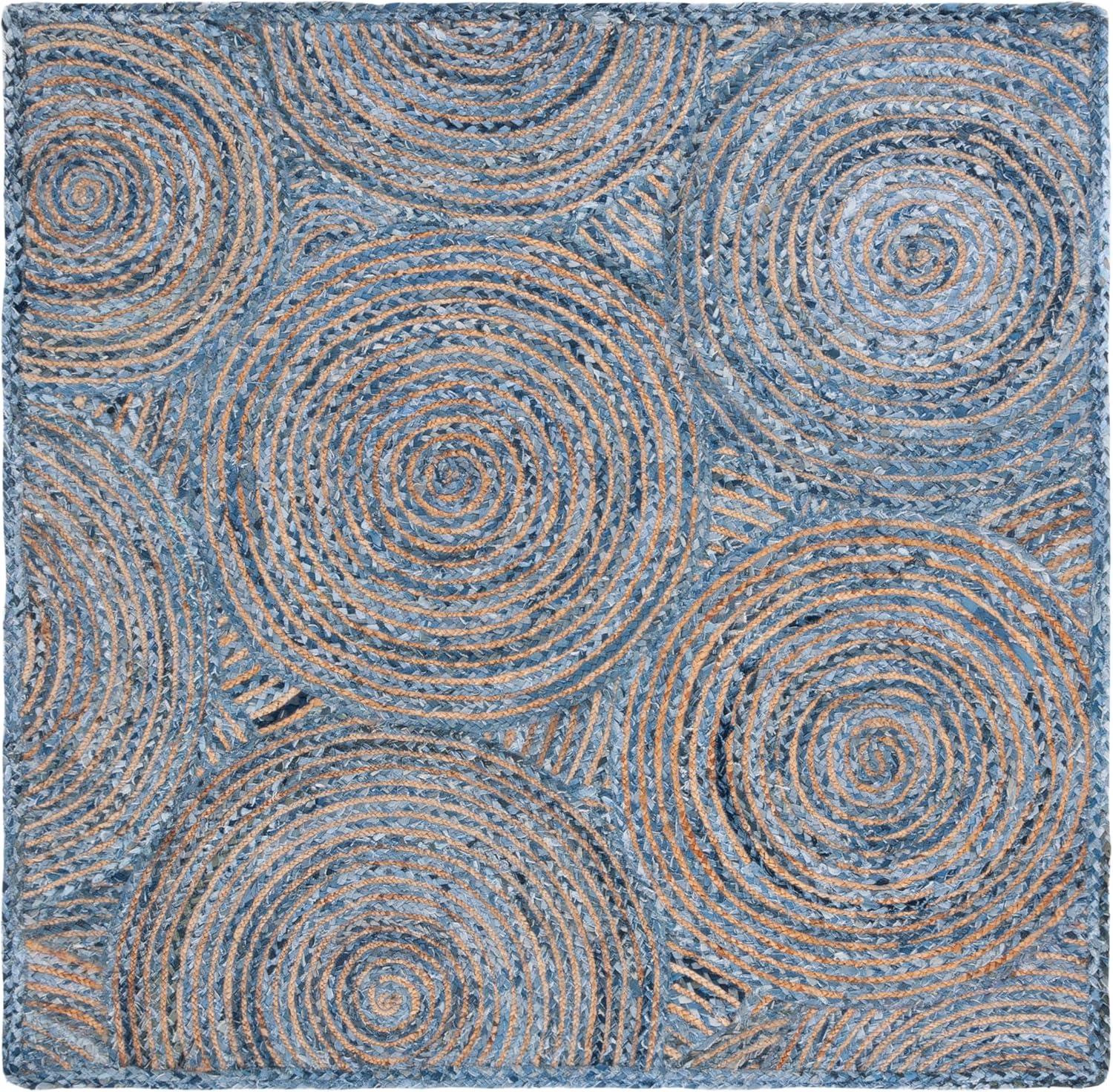 image:imageSAFAVIEH Area Rug 8x10 Cape Cod Collection Large Blue amp Natural Handmade Jute amp Cotton Boho Braided Design Ideal for Living Room Bedroom Office Dining Space CAP203MBlueNatural