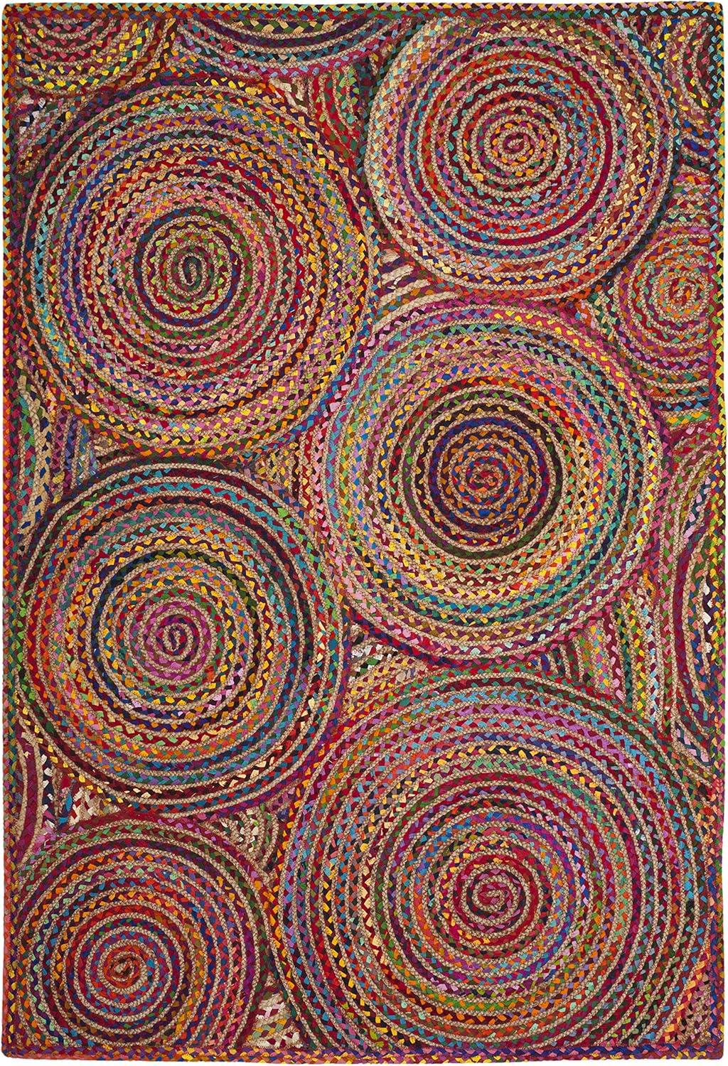 image:imageSAFAVIEH Area Rug 8x10 Cape Cod Collection Large Blue amp Natural Handmade Jute amp Cotton Boho Braided Design Ideal for Living Room Bedroom Office Dining Space CAP203MRedMulti