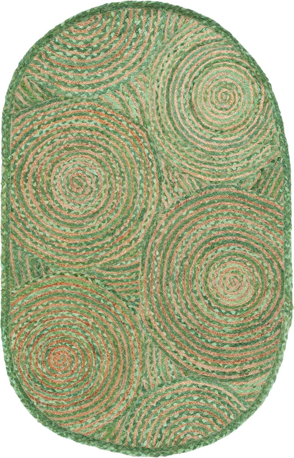 image:imageSAFAVIEH Area Rug 8x10 Cape Cod Collection Large Blue amp Natural Handmade Jute amp Cotton Boho Braided Design Ideal for Living Room Bedroom Office Dining Space CAP203MGreenNatural