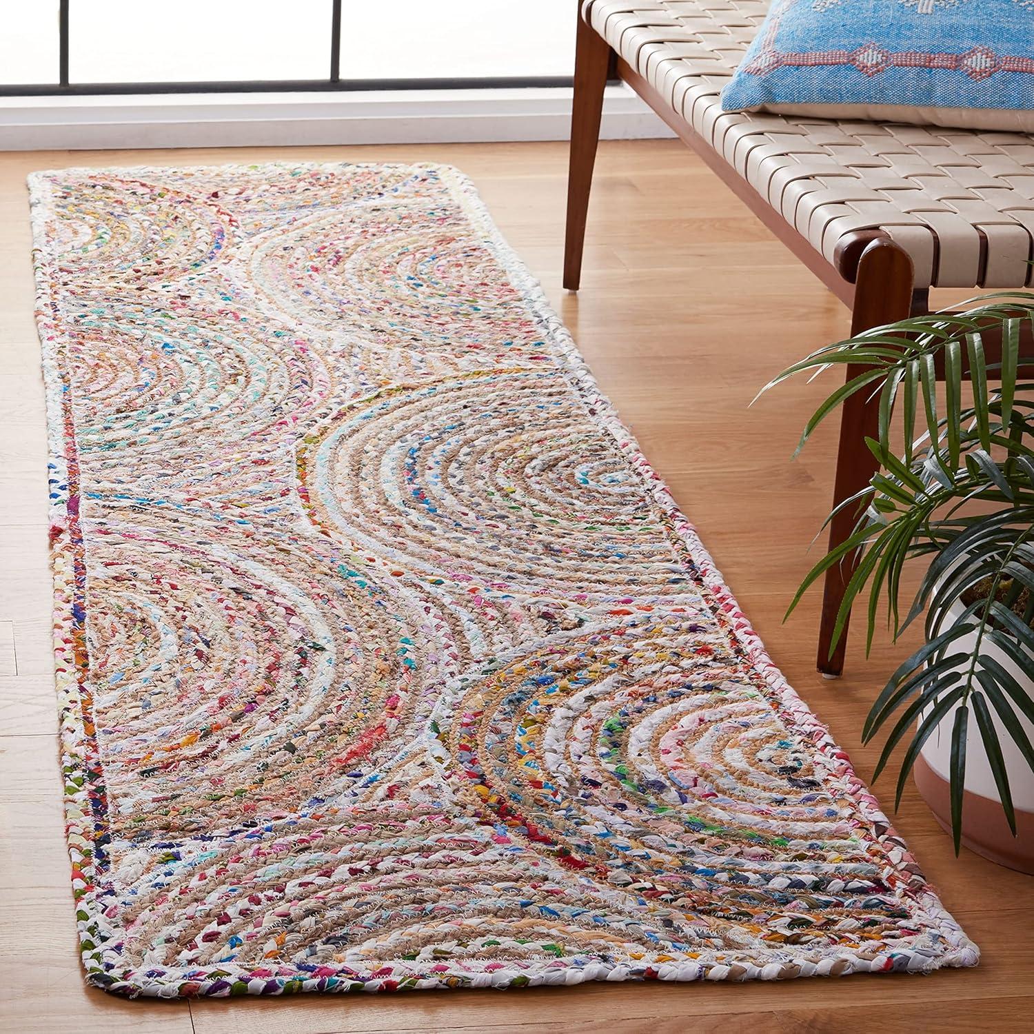 image:imageSAFAVIEH Area Rug 8x10 Cape Cod Collection Large Blue amp Natural Handmade Jute amp Cotton Boho Braided Design Ideal for Living Room Bedroom Office Dining Space CAP203MRedMulti