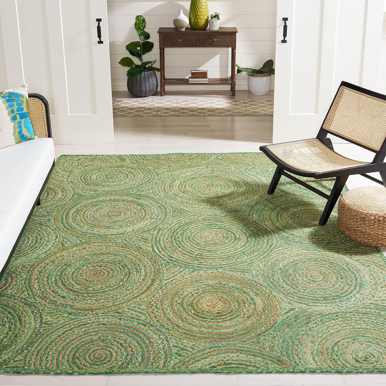 image:imageSAFAVIEH Area Rug 8x10 Cape Cod Collection Large Blue amp Natural Handmade Jute amp Cotton Boho Braided Design Ideal for Living Room Bedroom Office Dining Space CAP203MGreenNatural