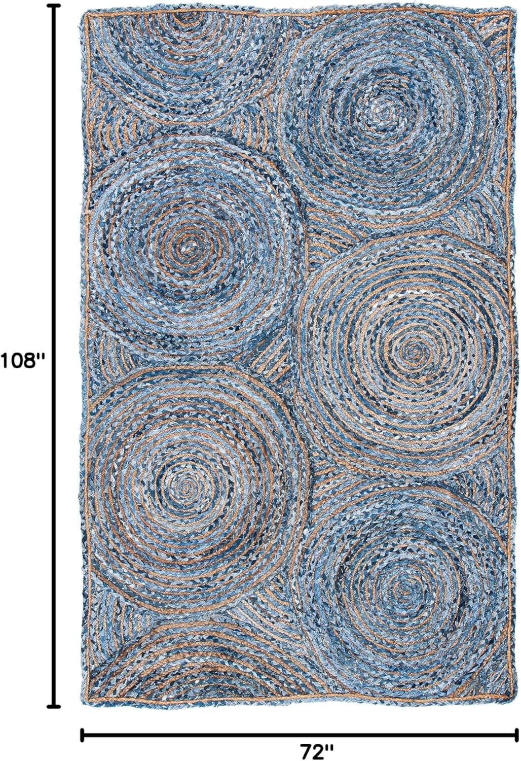 image:imageSAFAVIEH Area Rug 8x10 Cape Cod Collection Large Blue amp Natural Handmade Jute amp Cotton Boho Braided Design Ideal for Living Room Bedroom Office Dining Space CAP203MBlueNatural