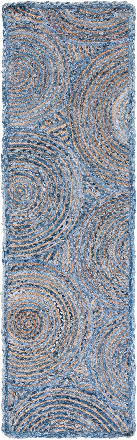 image:imageSAFAVIEH Area Rug 8x10 Cape Cod Collection Large Blue amp Natural Handmade Jute amp Cotton Boho Braided Design Ideal for Living Room Bedroom Office Dining Space CAP203MBlueNatural