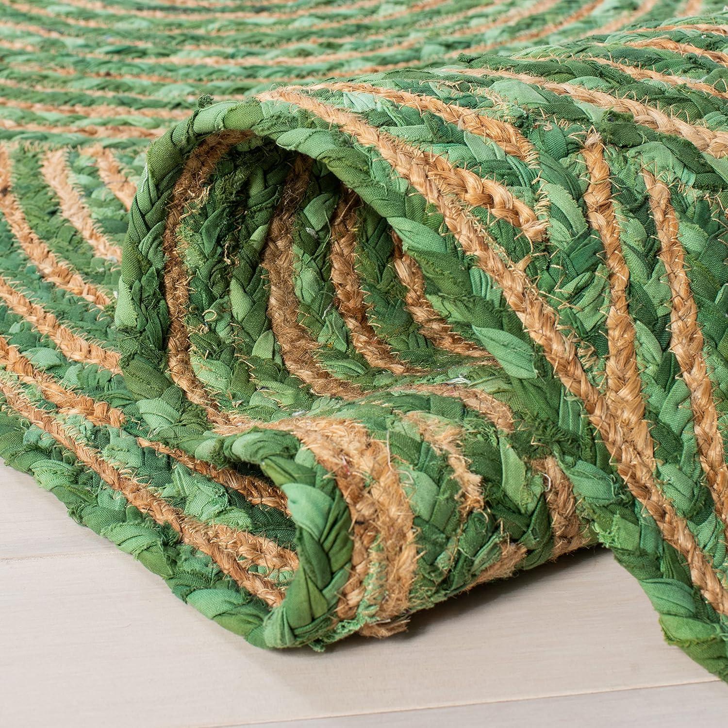 image:imageSAFAVIEH Area Rug 8x10 Cape Cod Collection Large Blue amp Natural Handmade Jute amp Cotton Boho Braided Design Ideal for Living Room Bedroom Office Dining Space CAP203MGreenNatural