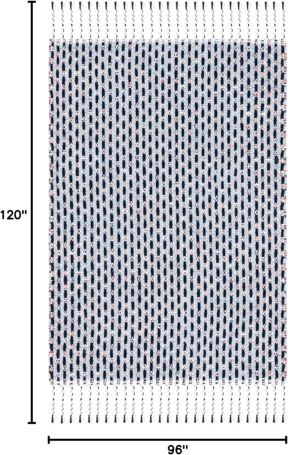 image:imageSAFAVIEH Area Rug 8x10 Montauk Collection Large Beige amp Black Handmade Flat Weave Cotton Ideal for Living Room Bedroom Office Dining Space MTK475BBlueBlack