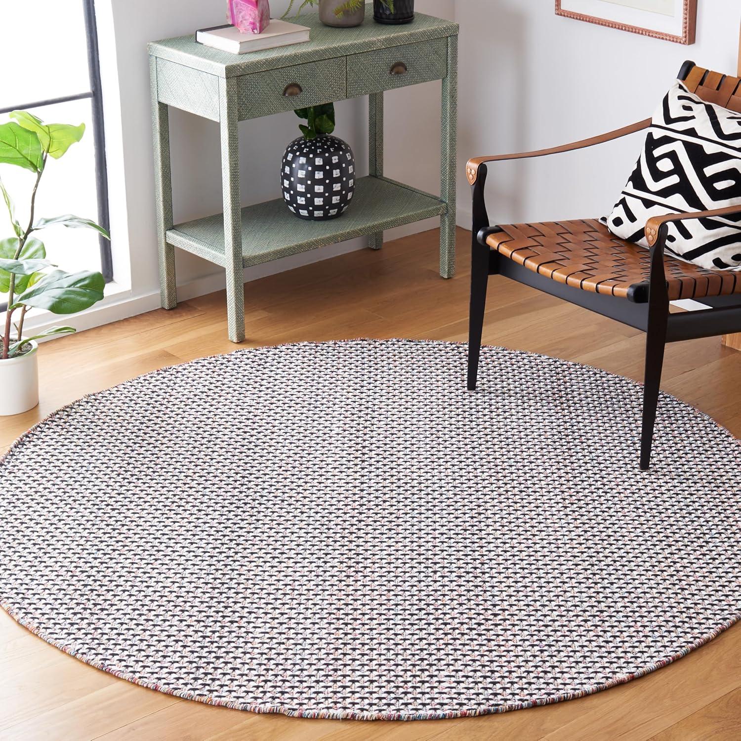 image:imageSAFAVIEH Area Rug 8x10 Montauk Collection Large Beige amp Black Handmade Flat Weave Cotton Ideal for Living Room Bedroom Office Dining Space MTK475BIvoryBlack