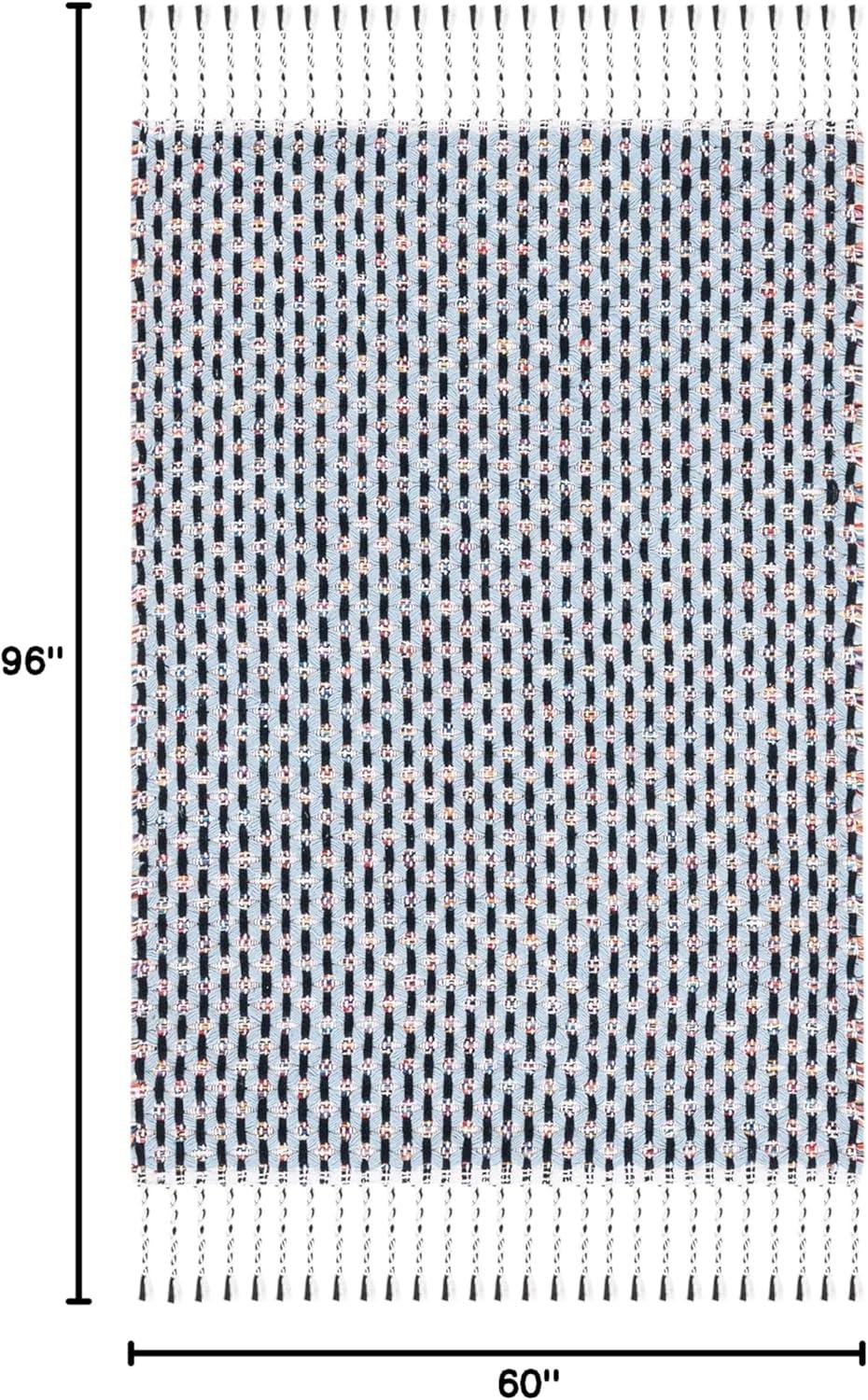 image:imageSAFAVIEH Area Rug 8x10 Montauk Collection Large Beige amp Black Handmade Flat Weave Cotton Ideal for Living Room Bedroom Office Dining Space MTK475BBlueBlack