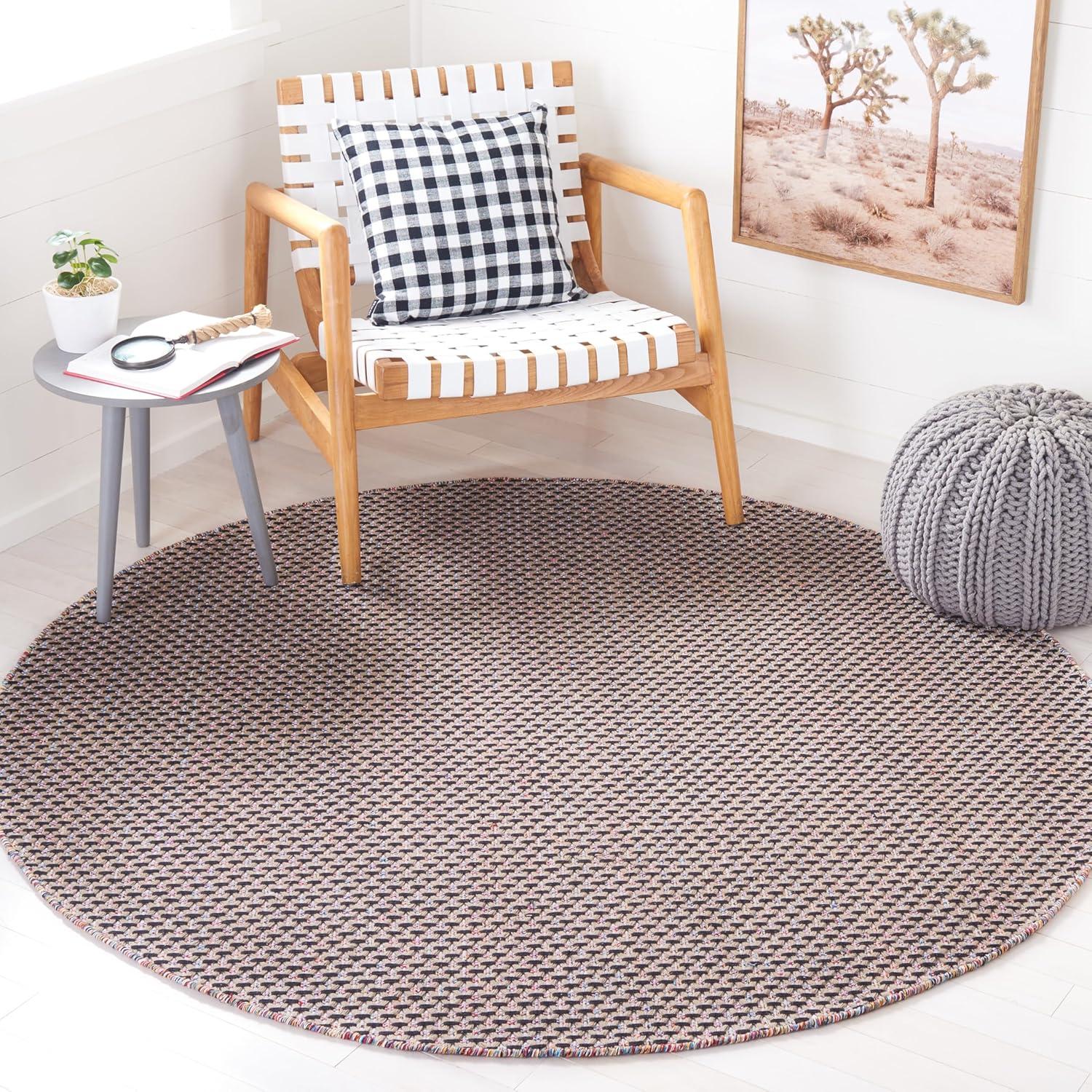 image:imageSAFAVIEH Area Rug 8x10 Montauk Collection Large Beige amp Black Handmade Flat Weave Cotton Ideal for Living Room Bedroom Office Dining Space MTK475BBeigeBlack