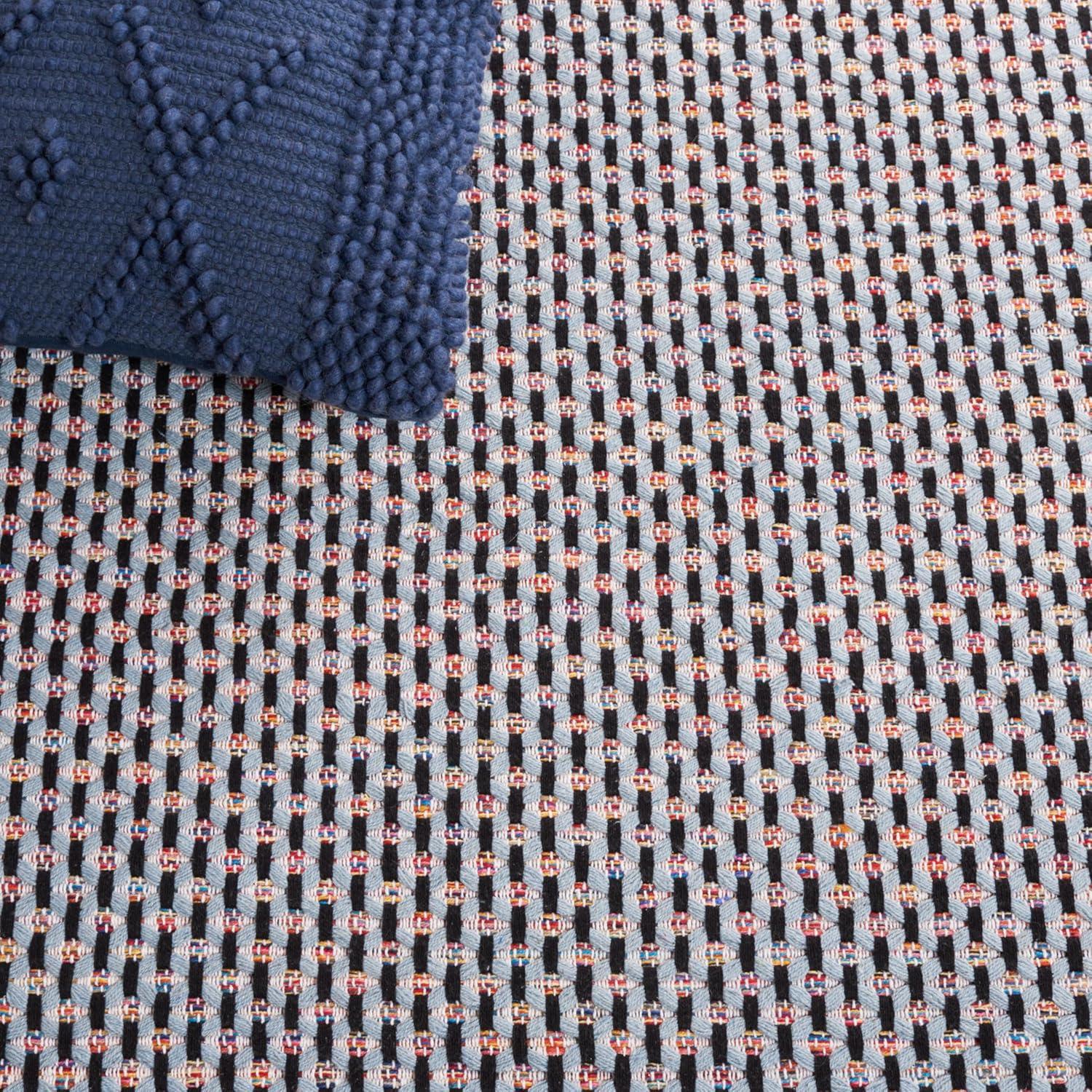 image:imageSAFAVIEH Area Rug 8x10 Montauk Collection Large Beige amp Black Handmade Flat Weave Cotton Ideal for Living Room Bedroom Office Dining Space MTK475BBlueBlack