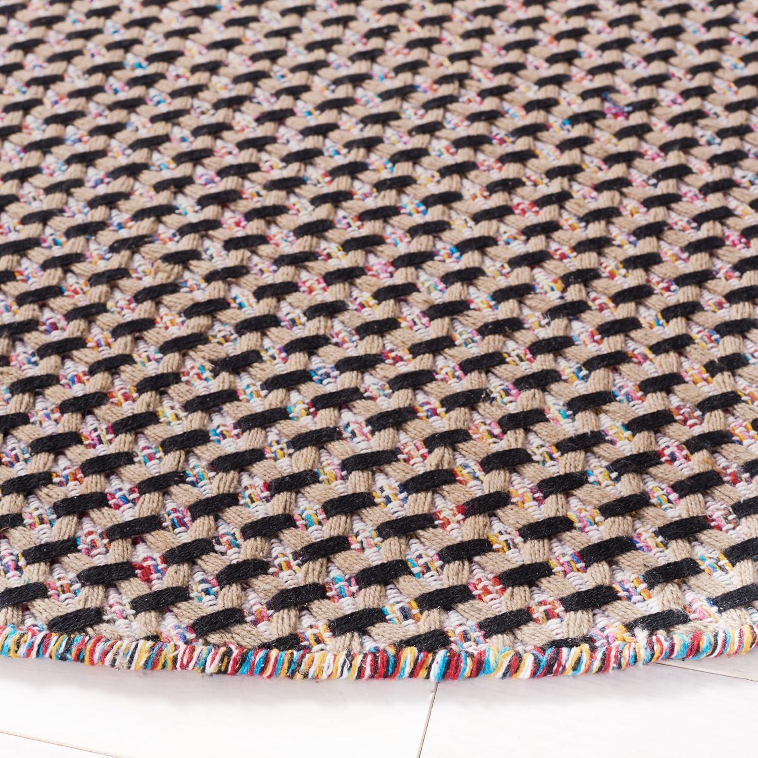 image:imageSAFAVIEH Area Rug 8x10 Montauk Collection Large Beige amp Black Handmade Flat Weave Cotton Ideal for Living Room Bedroom Office Dining Space MTK475BBeigeBlack