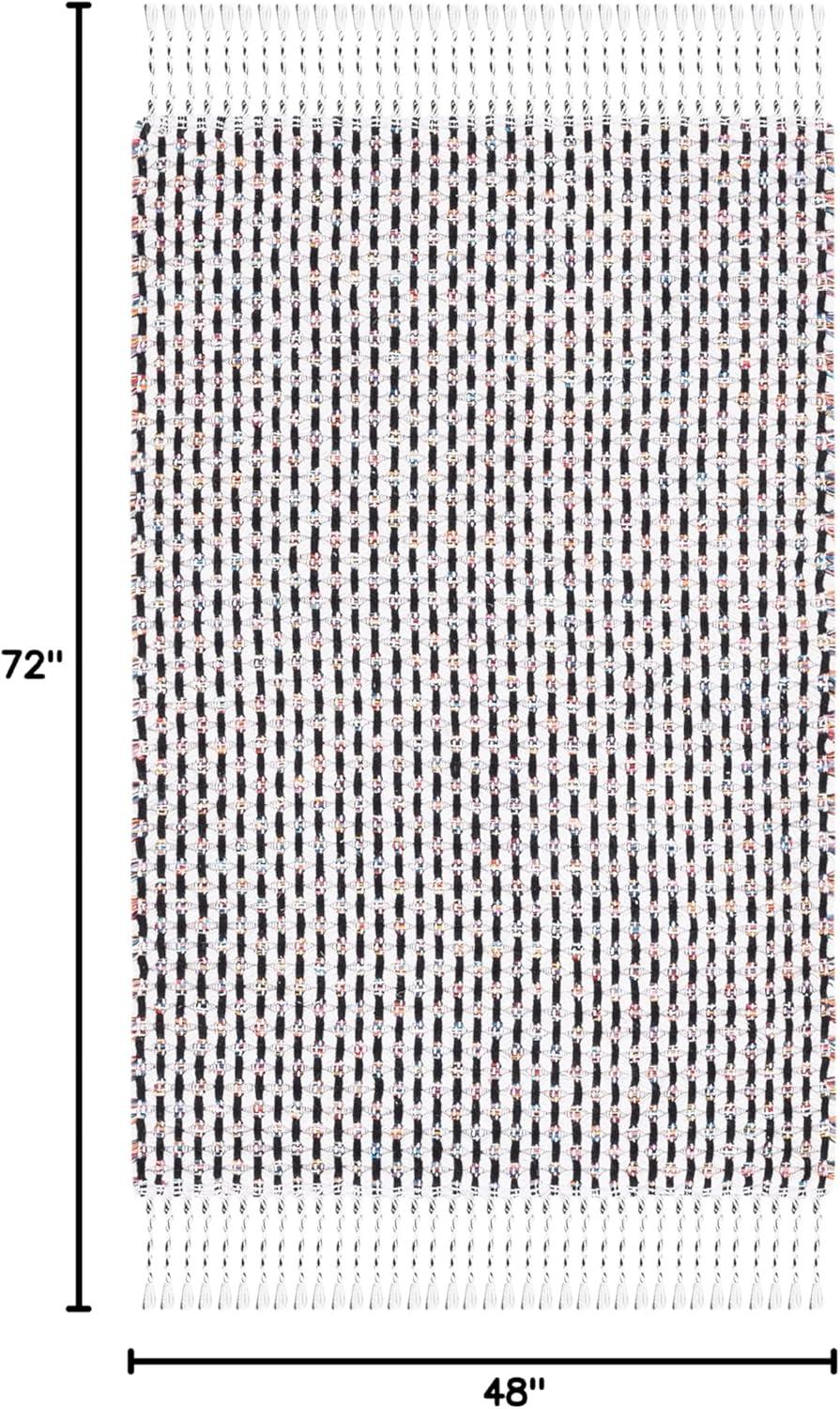 image:imageSAFAVIEH Area Rug 8x10 Montauk Collection Large Beige amp Black Handmade Flat Weave Cotton Ideal for Living Room Bedroom Office Dining Space MTK475BIvoryBlack