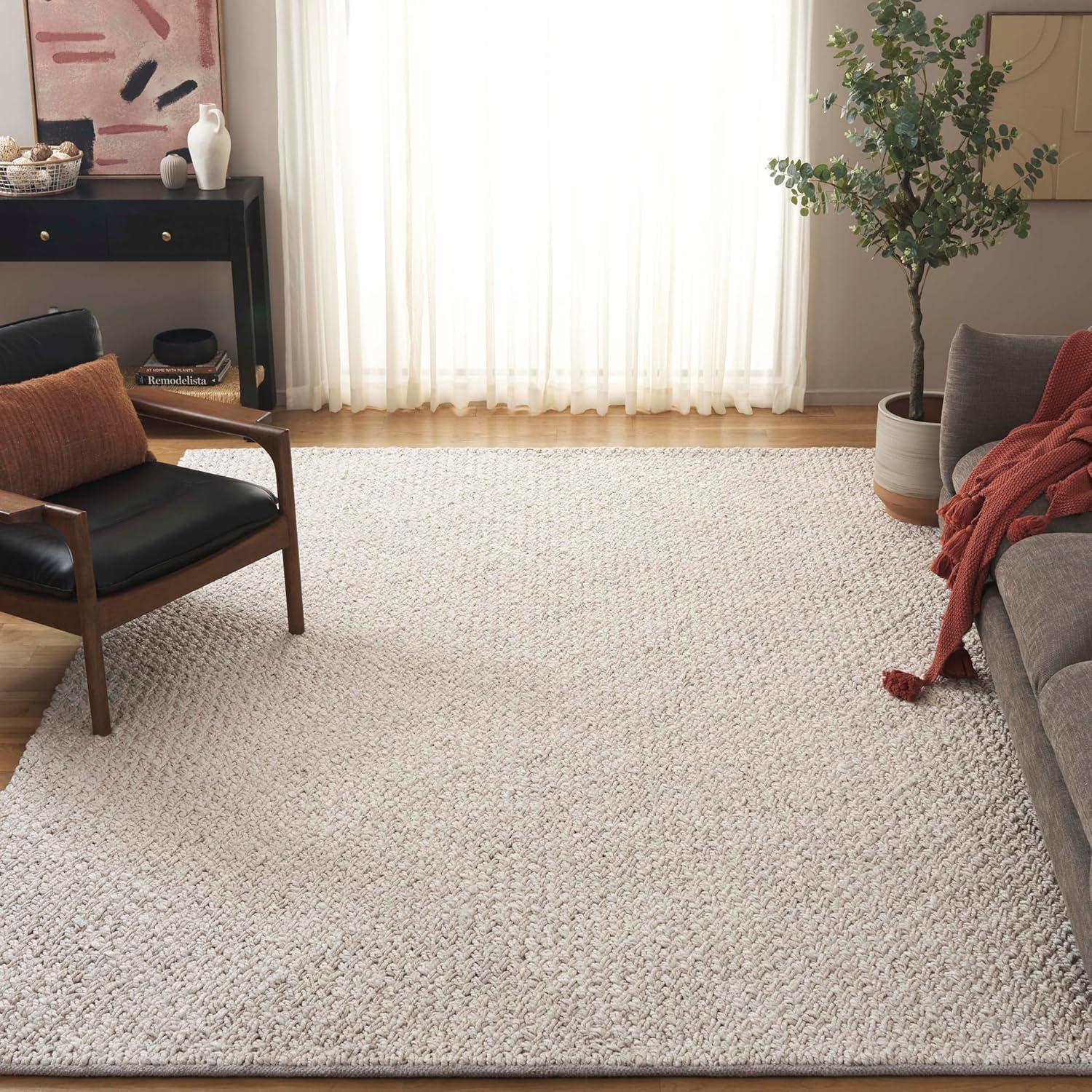 image:imageSAFAVIEH Area Rug 8x10 Natural Fiber Collection Large Bleach Color amp Ivory Flat Weave Jute Ideal for Living Room Bedroom Dining Space NFB876BBleachIvory