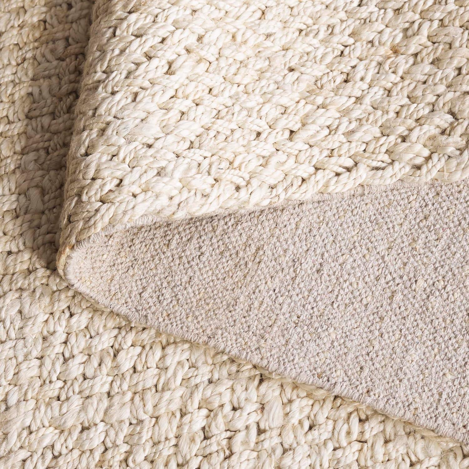 image:imageSAFAVIEH Area Rug 8x10 Natural Fiber Collection Large Bleach Color amp Ivory Flat Weave Jute Ideal for Living Room Bedroom Dining Space NFB876BBleachIvory