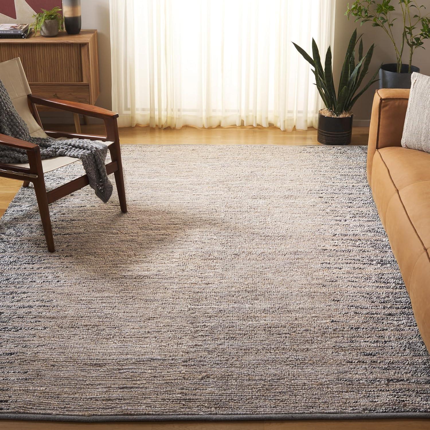 image:imageSAFAVIEH Area Rug 8x10 Natural Fiber Collection Large Grey amp Black Handmade Wool amp Jute Farmhouse Style Ideal for Living Room Bedroom Dining Space NF953FGreyBlack