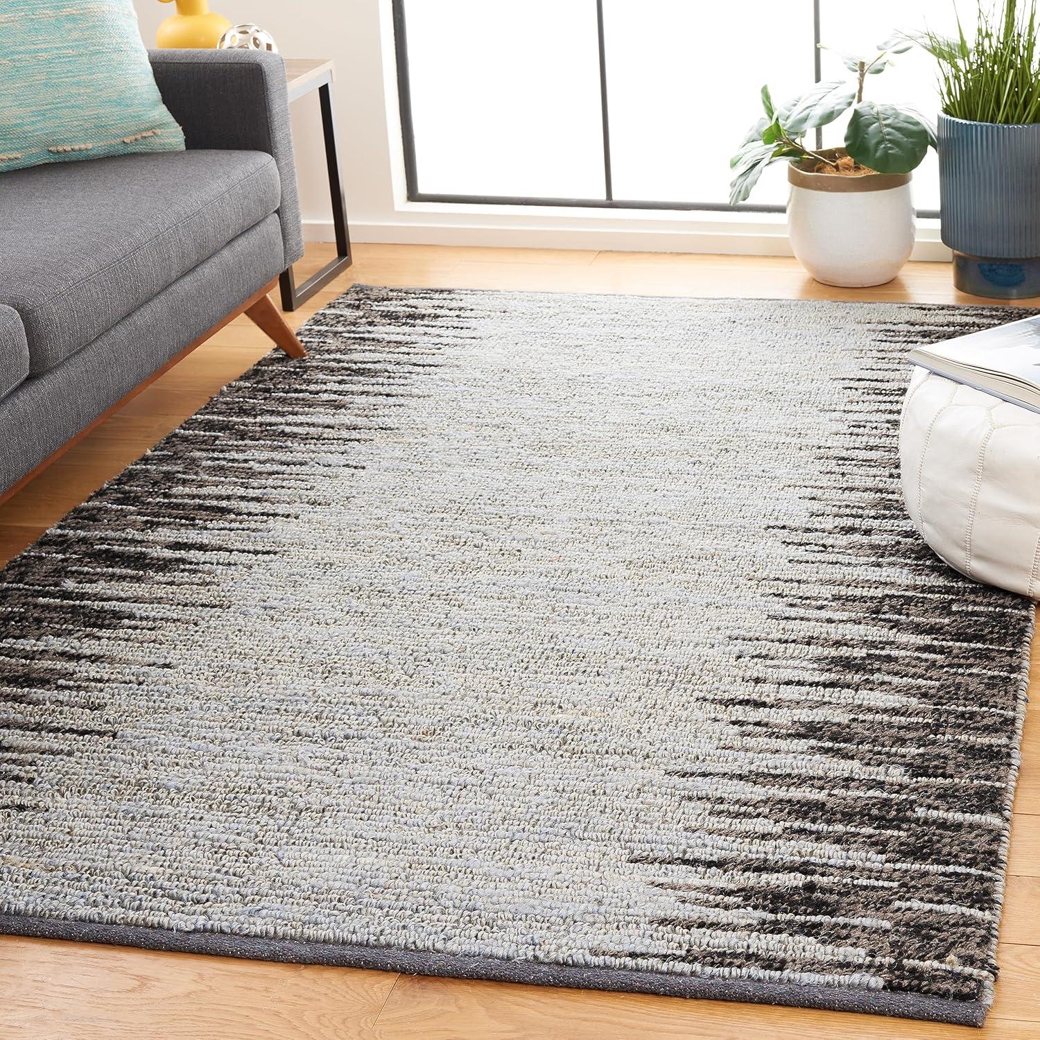 image:imageSAFAVIEH Area Rug 8x10 Natural Fiber Collection Large Grey amp Black Handmade Wool amp Jute Farmhouse Style Ideal for Living Room Bedroom Dining Space NF953FLight BlueBlack