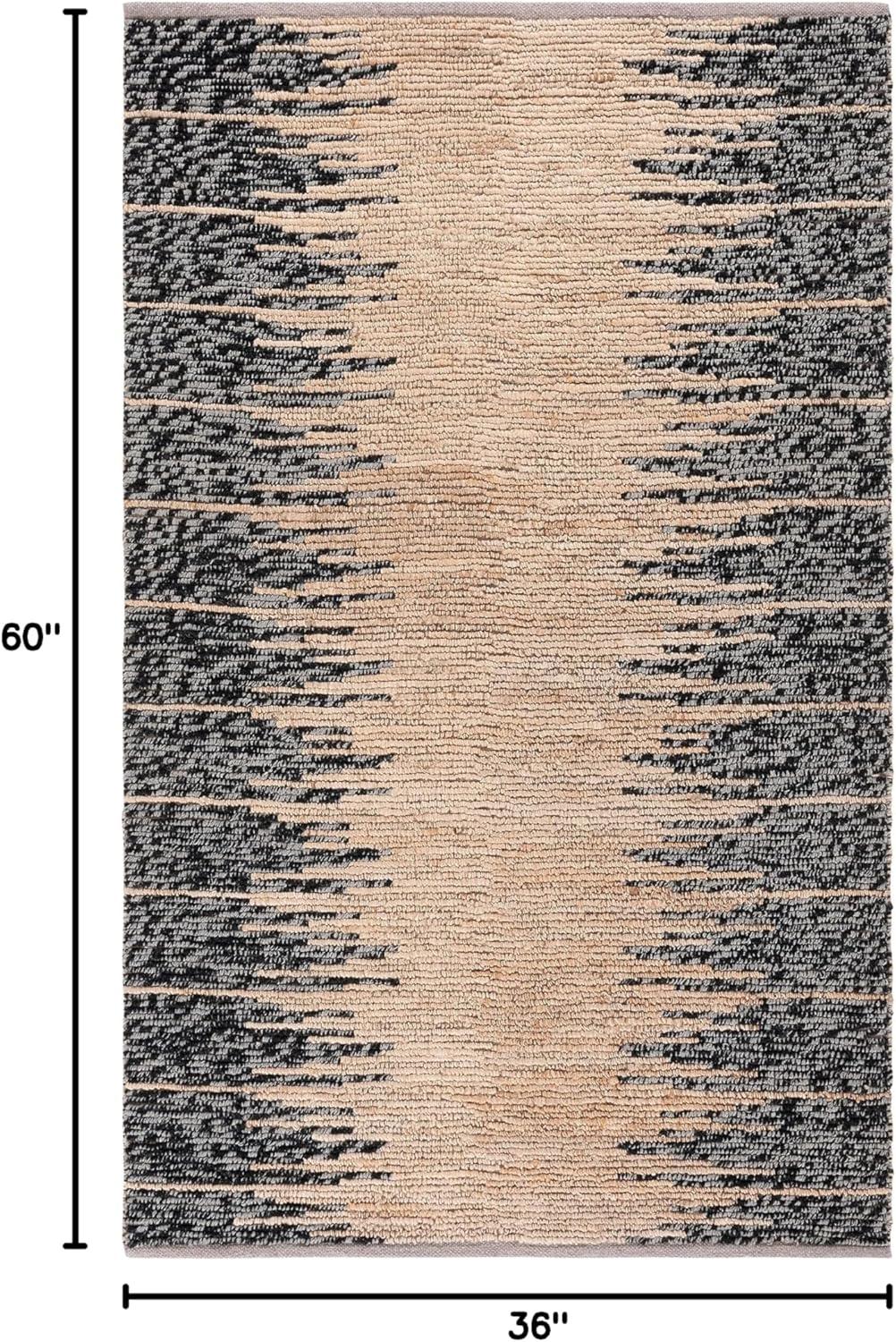 image:imageSAFAVIEH Area Rug 8x10 Natural Fiber Collection Large Grey amp Black Handmade Wool amp Jute Farmhouse Style Ideal for Living Room Bedroom Dining Space NF953FNaturalBlack