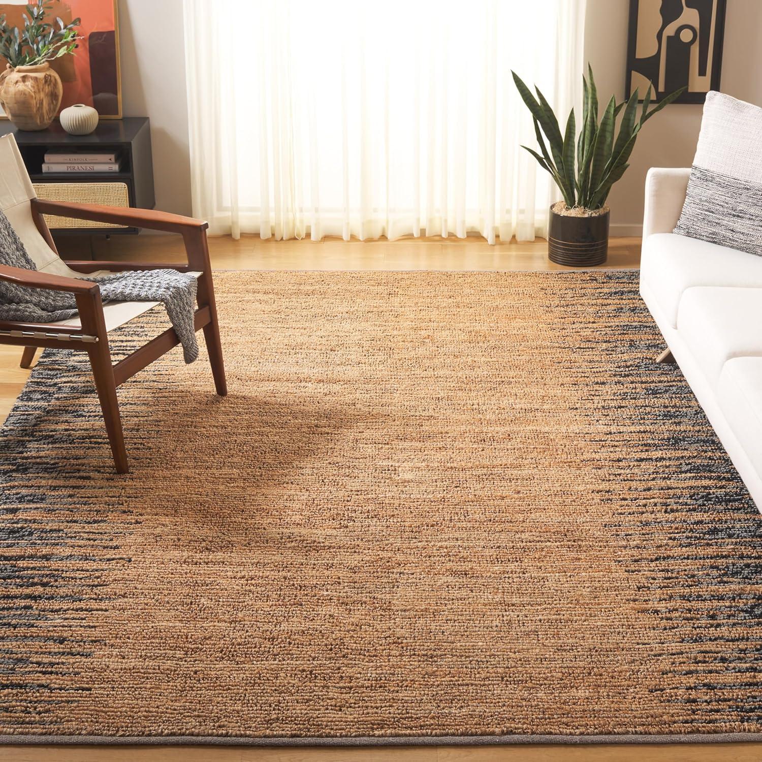 image:imageSAFAVIEH Area Rug 8x10 Natural Fiber Collection Large Grey amp Black Handmade Wool amp Jute Farmhouse Style Ideal for Living Room Bedroom Dining Space NF953FNaturalBlack