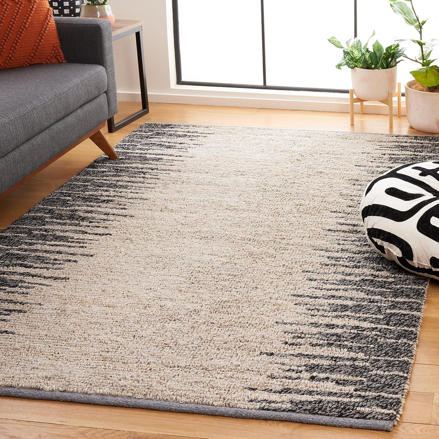 image:imageSAFAVIEH Area Rug 8x10 Natural Fiber Collection Large Grey amp Black Handmade Wool amp Jute Farmhouse Style Ideal for Living Room Bedroom Dining Space NF953FLight GreyBlack