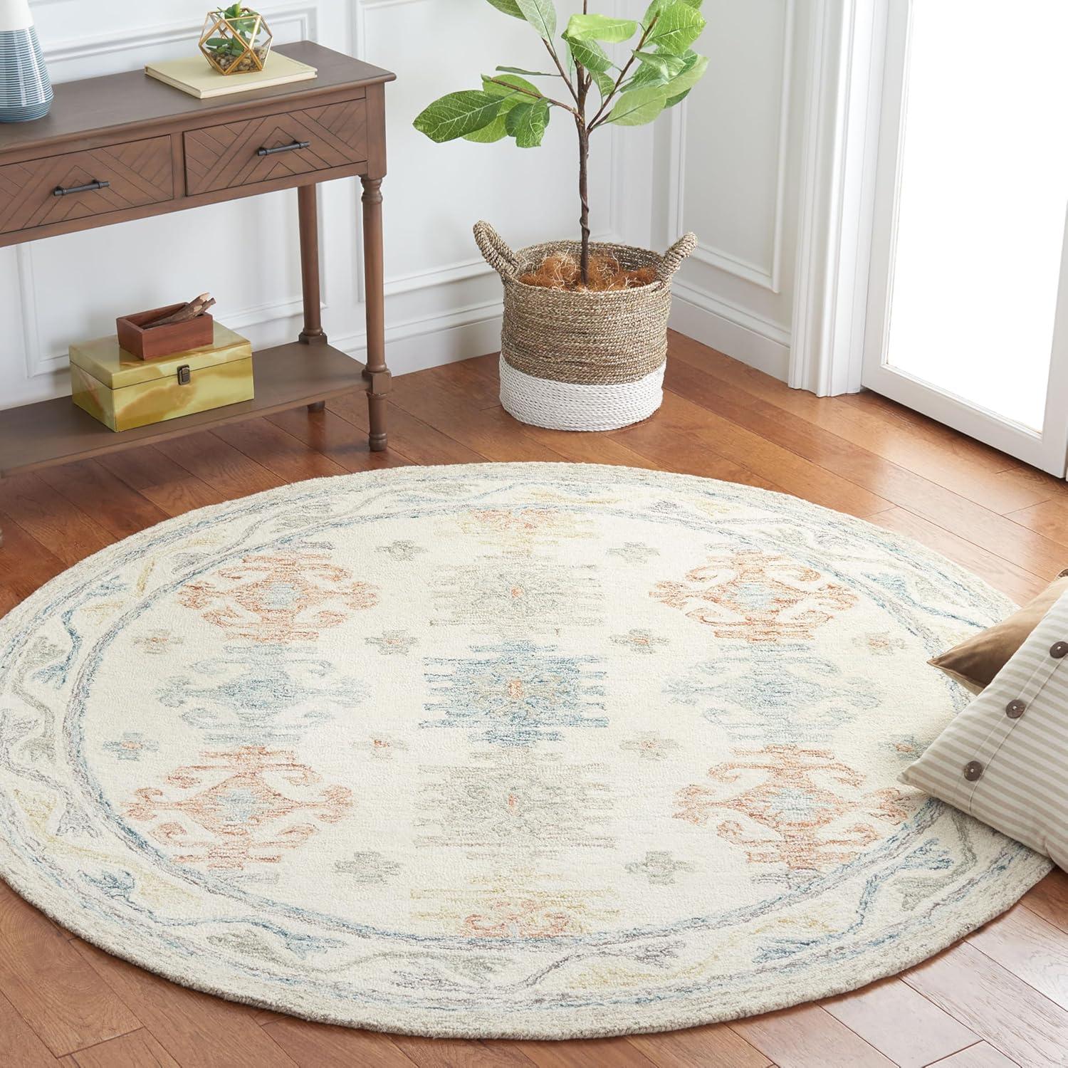 image:imageSAFAVIEH Area Rug 8x10 Natural Fiber Collection Large Natural amp Black Handmade Flat Weave Jute Farmhouse Geometric Design Ideal for Living Room Bedroom Dining Space NF382AIvoryBlue