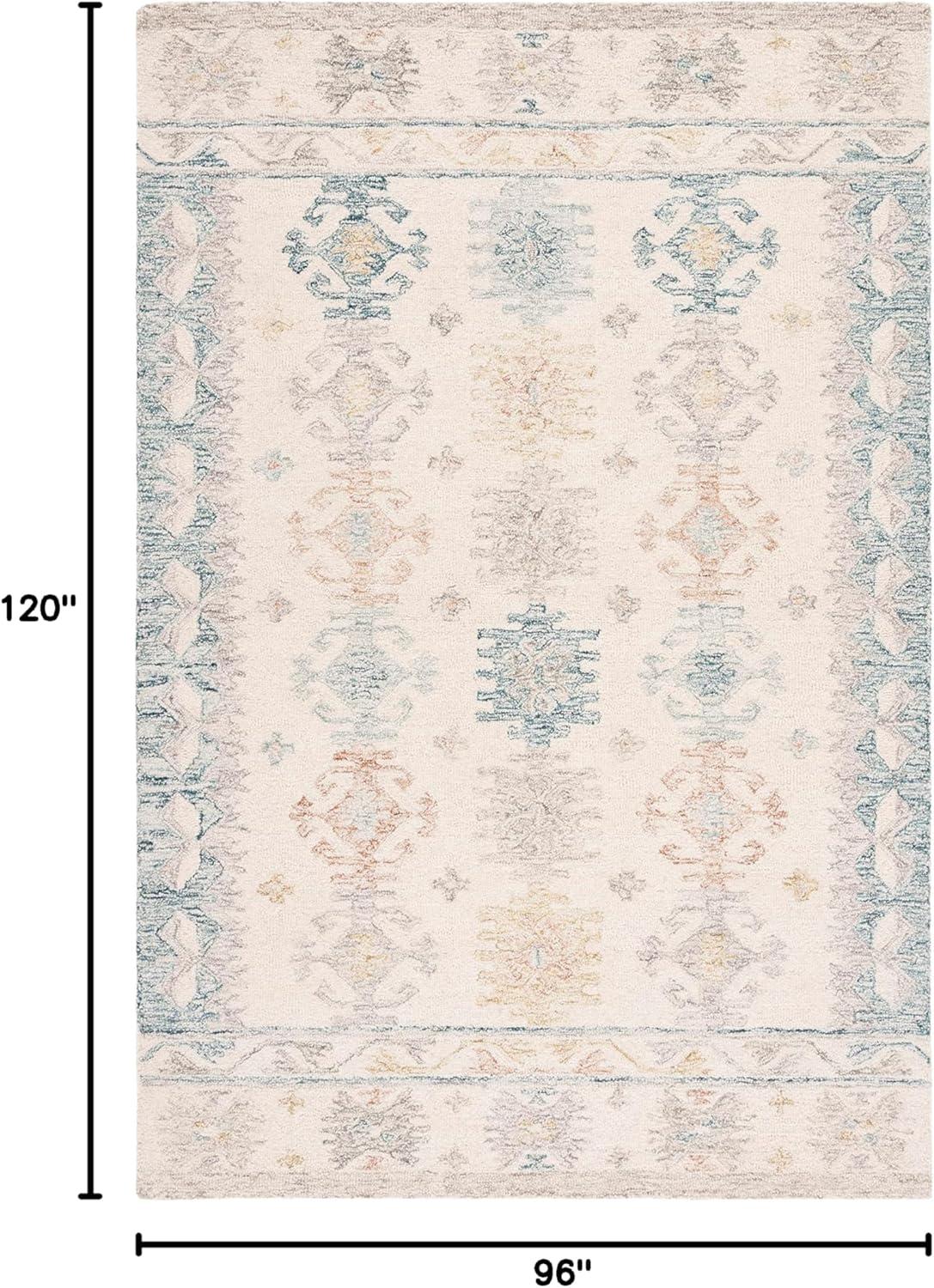 image:imageSAFAVIEH Area Rug 8x10 Natural Fiber Collection Large Natural amp Black Handmade Flat Weave Jute Farmhouse Geometric Design Ideal for Living Room Bedroom Dining Space NF382AIvoryBlue
