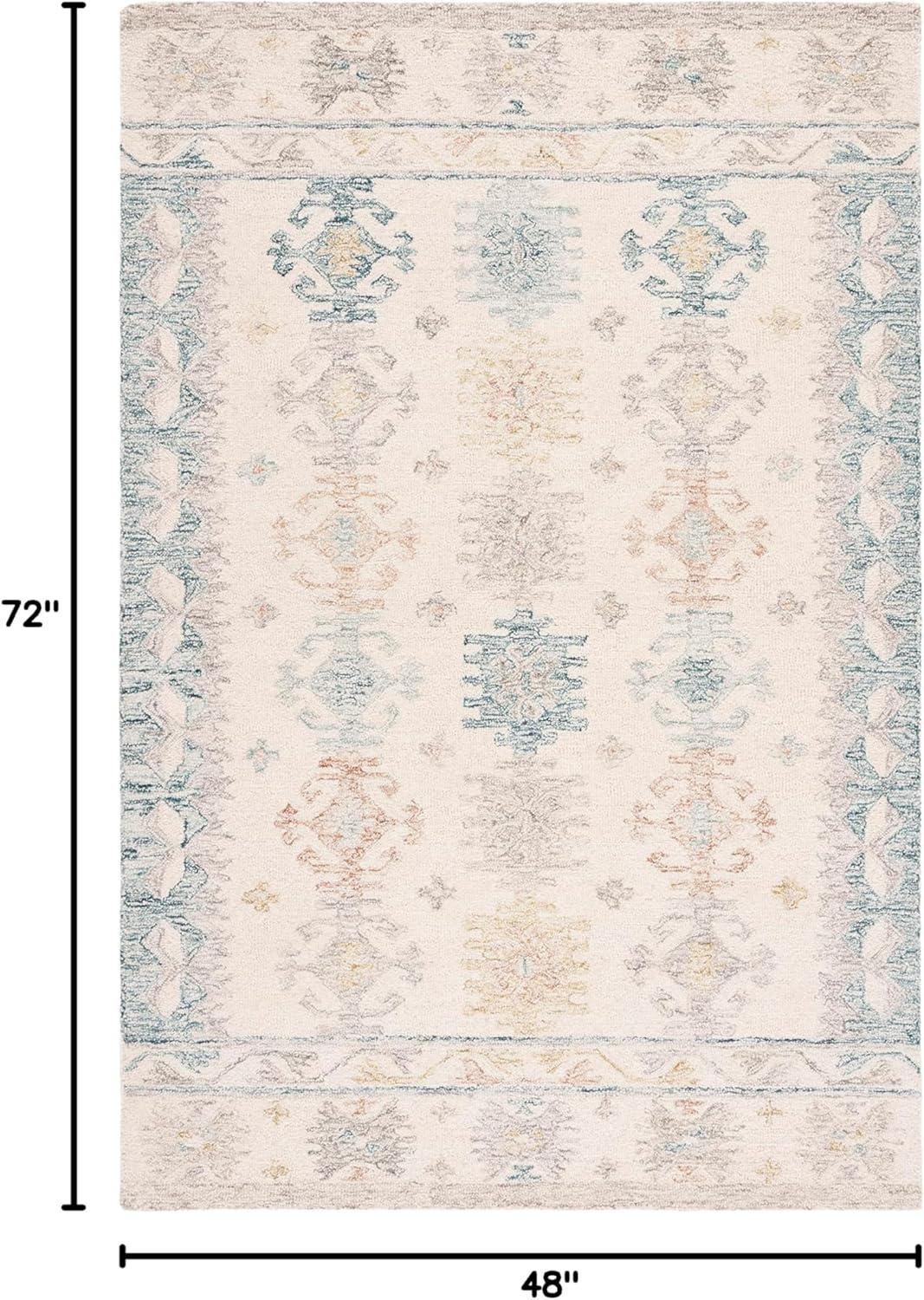 image:imageSAFAVIEH Area Rug 8x10 Natural Fiber Collection Large Natural amp Black Handmade Flat Weave Jute Farmhouse Geometric Design Ideal for Living Room Bedroom Dining Space NF382AIvoryBlue