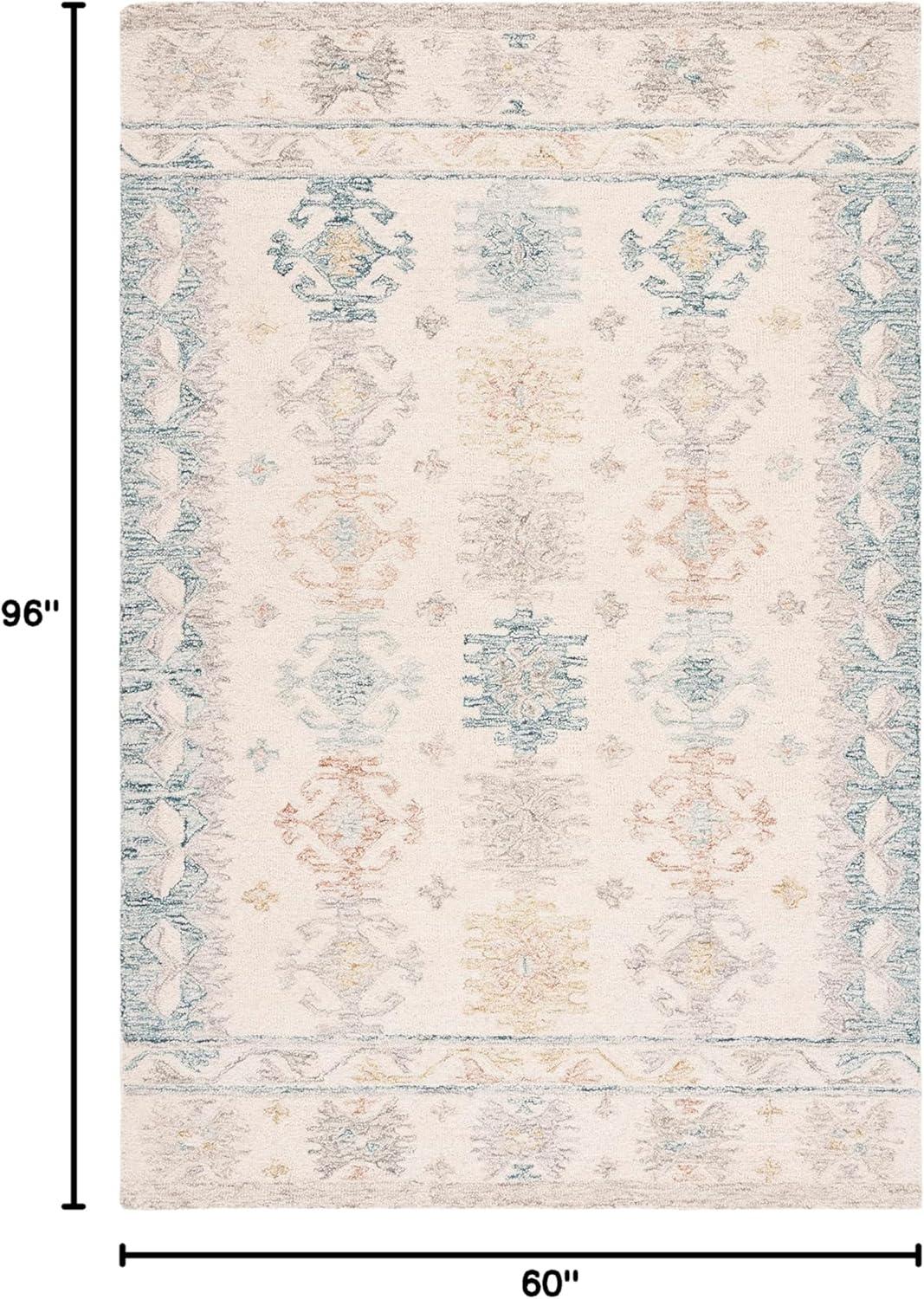 image:imageSAFAVIEH Area Rug 8x10 Natural Fiber Collection Large Natural amp Black Handmade Flat Weave Jute Farmhouse Geometric Design Ideal for Living Room Bedroom Dining Space NF382AIvoryBlue