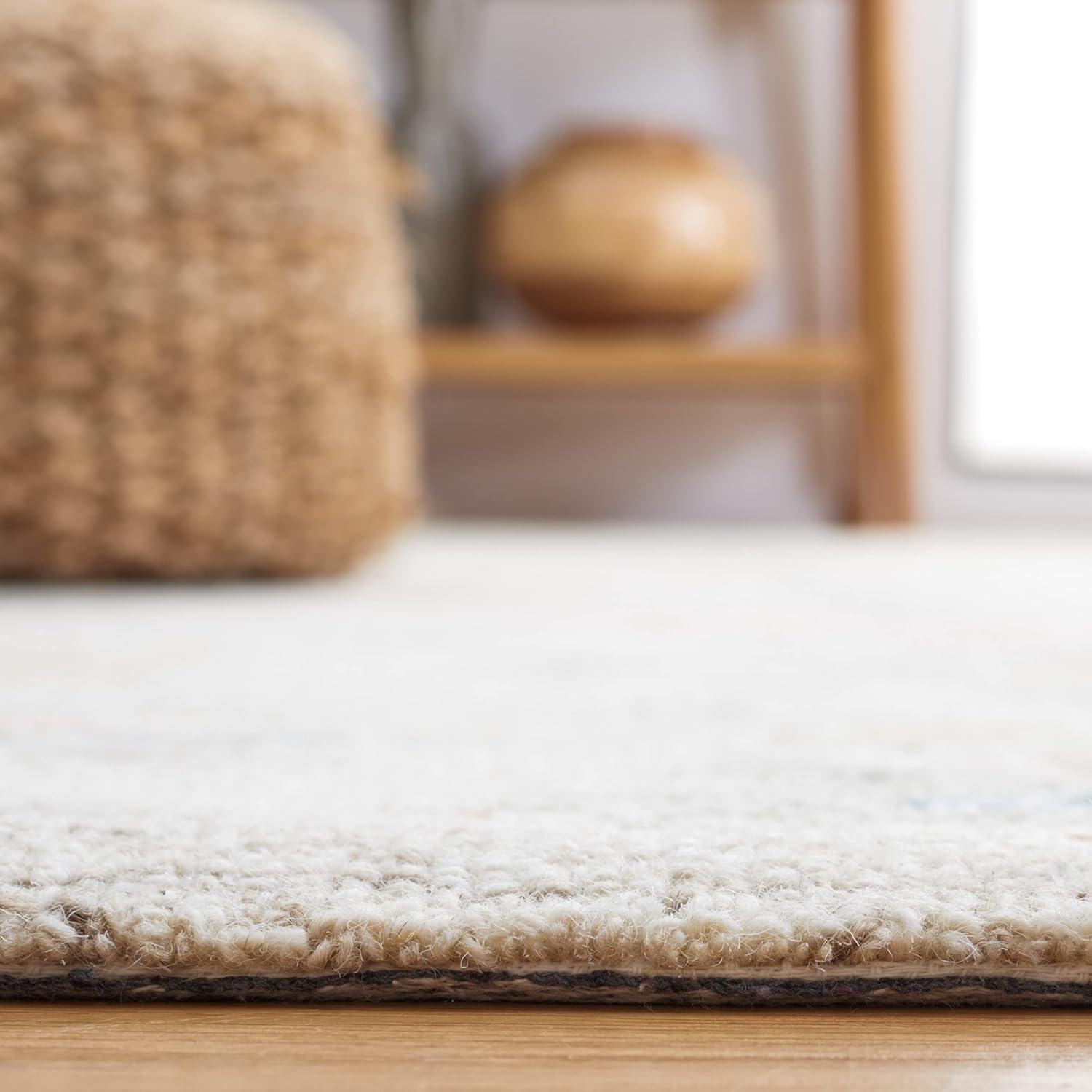 image:imageSAFAVIEH Area Rug 8x10 Natural Fiber Collection Large Natural amp Black Handmade Flat Weave Jute Farmhouse Geometric Design Ideal for Living Room Bedroom Dining Space NF382AIvoryBlue