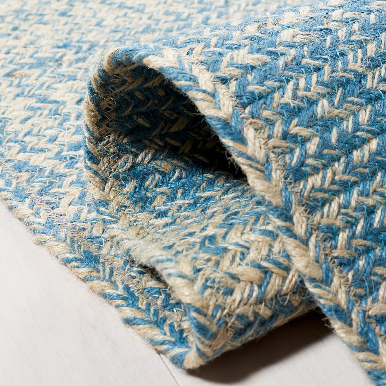 image:imageSAFAVIEH Area Rug 8x10 Natural Fiber Collection Large Natural amp Brown Handmade Jute Boho Ombre Design Ideal for Living Room Bedroom Dining Space NFB263TNaturalLight Blue