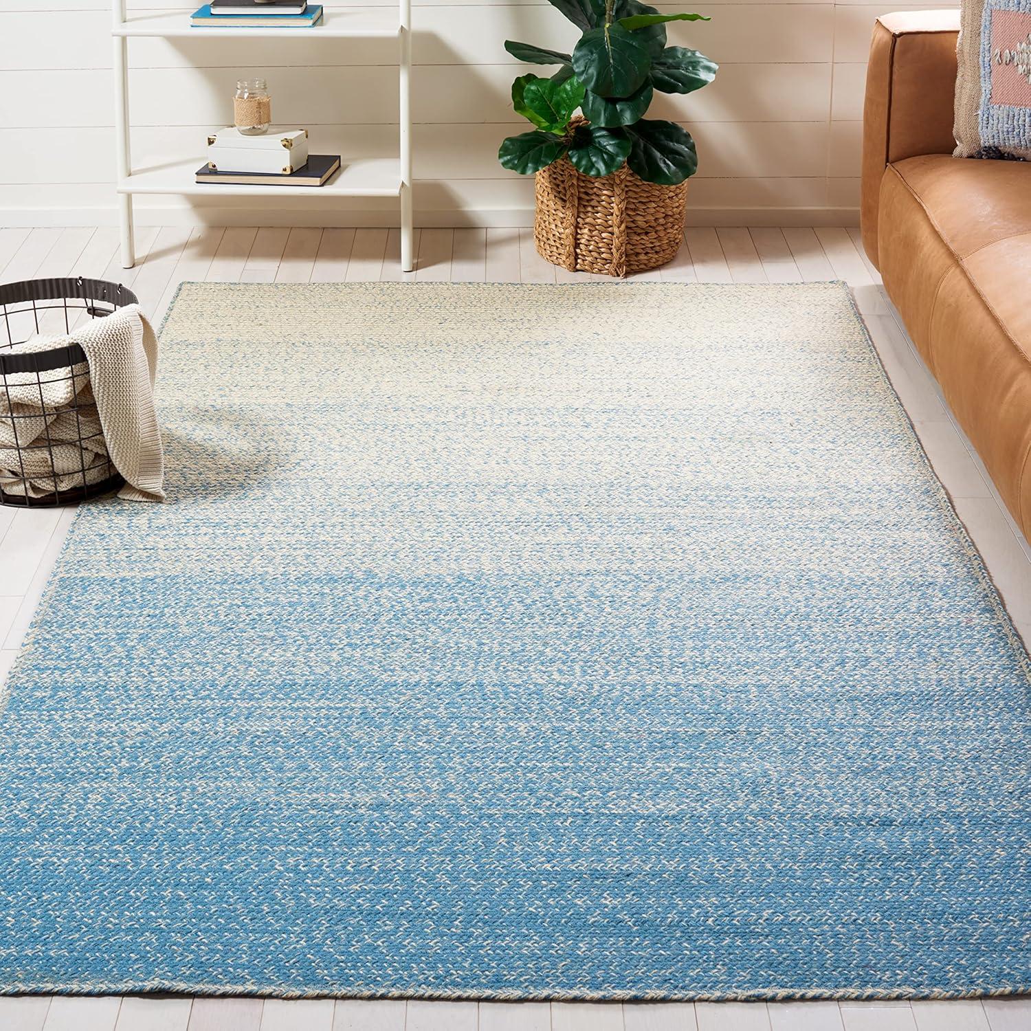 image:imageSAFAVIEH Area Rug 8x10 Natural Fiber Collection Large Natural amp Brown Handmade Jute Boho Ombre Design Ideal for Living Room Bedroom Dining Space NFB263TNaturalLight Blue