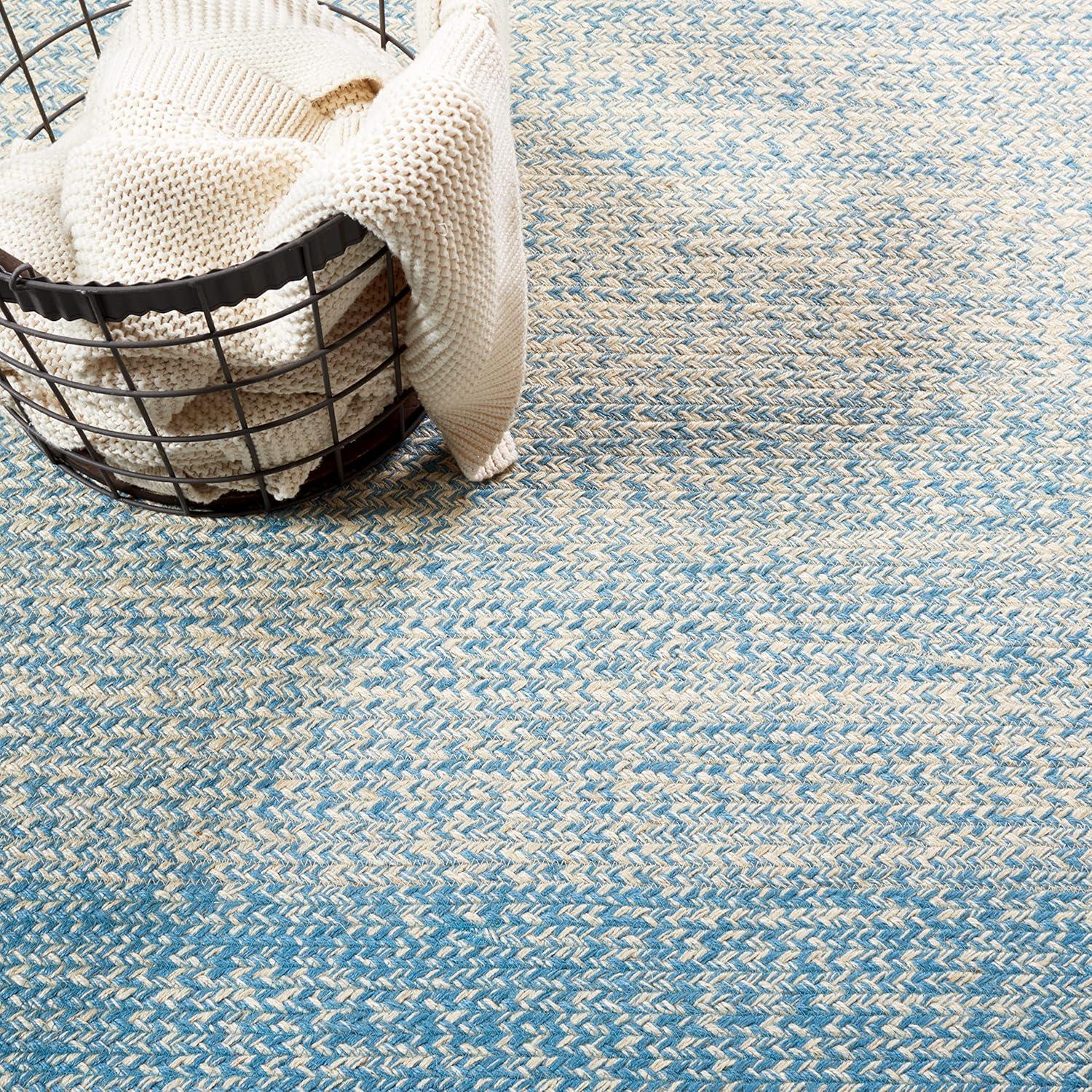 image:imageSAFAVIEH Area Rug 8x10 Natural Fiber Collection Large Natural amp Brown Handmade Jute Boho Ombre Design Ideal for Living Room Bedroom Dining Space NFB263TNaturalLight Blue