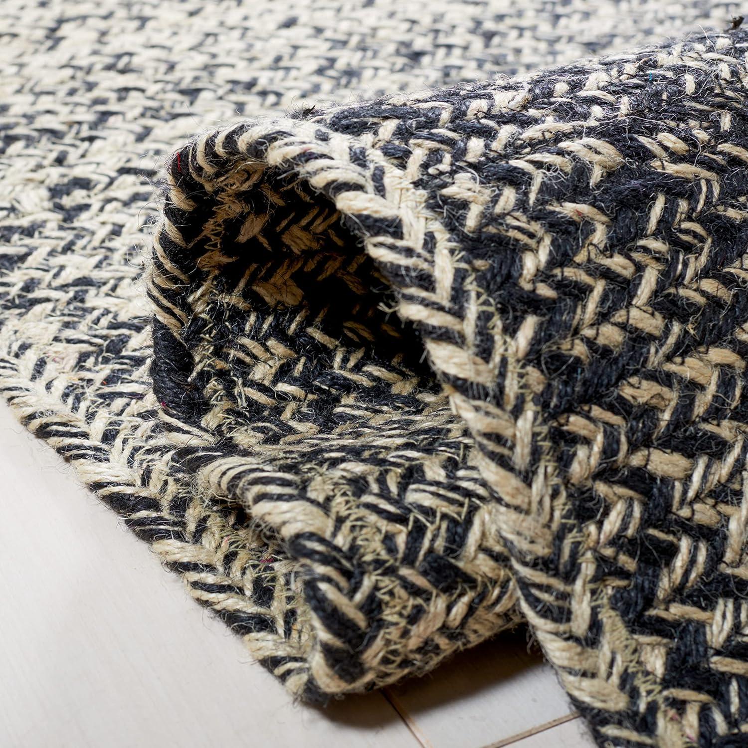 image:imageSAFAVIEH Area Rug 8x10 Natural Fiber Collection Large Natural amp Brown Handmade Jute Boho Ombre Design Ideal for Living Room Bedroom Dining Space NFB263TNaturalBlack