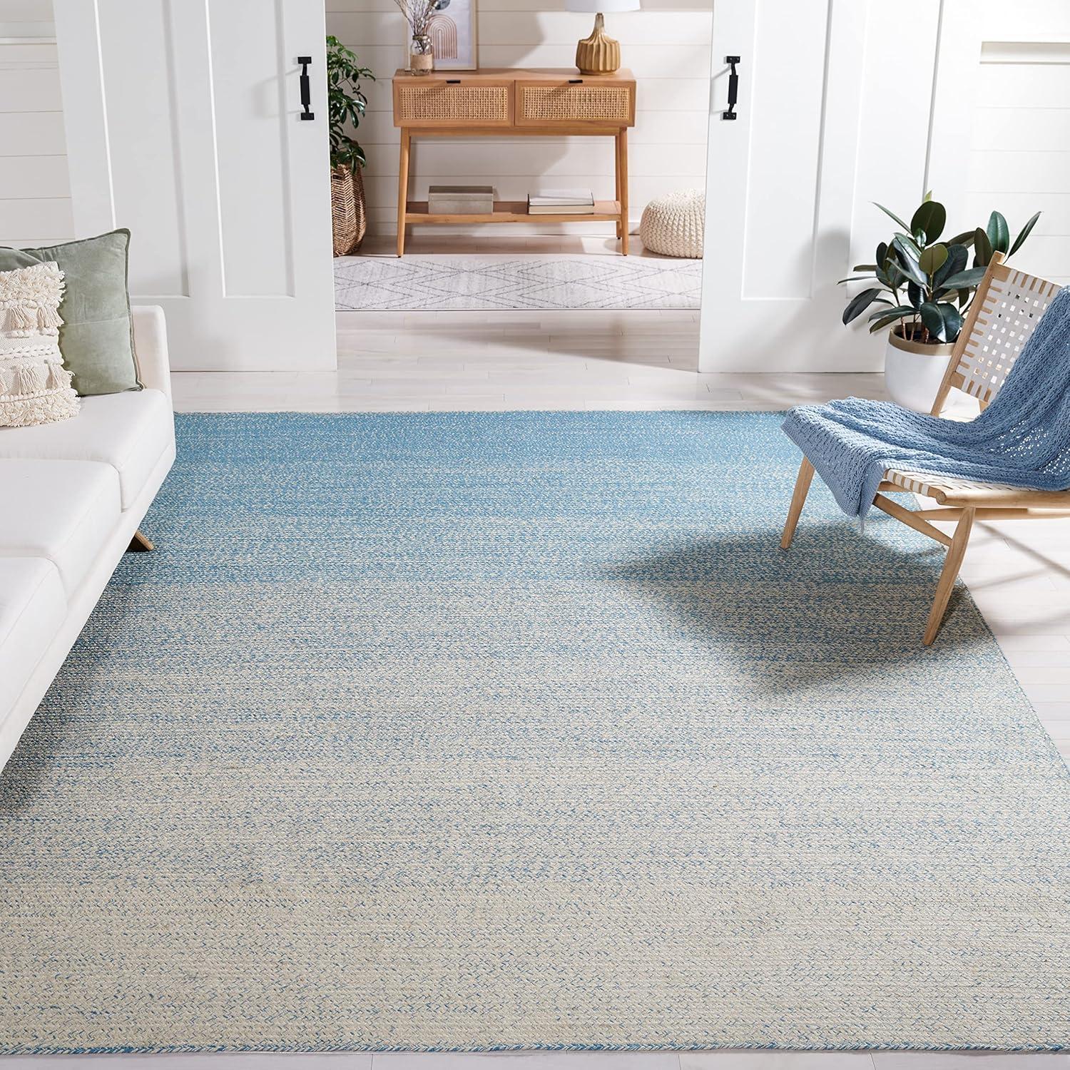 image:imageSAFAVIEH Area Rug 8x10 Natural Fiber Collection Large Natural amp Brown Handmade Jute Boho Ombre Design Ideal for Living Room Bedroom Dining Space NFB263TNaturalLight Blue