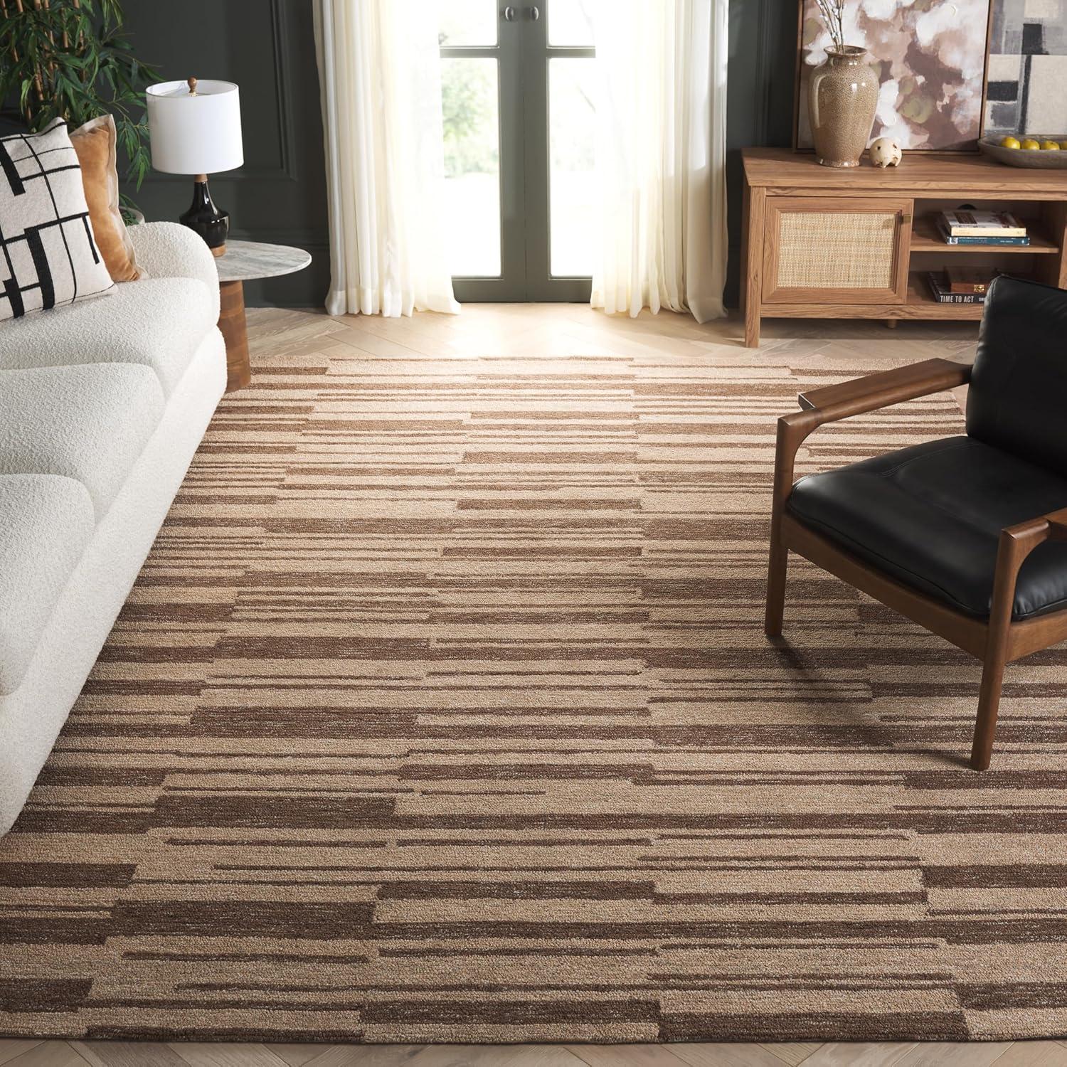 image:imageSAFAVIEH Area Rug 8x10 Natural Fiber Collection Large Natural amp Brown Handmade Jute Ideal for Living Room Bedroom Dining Space NFB726TNaturalBrown