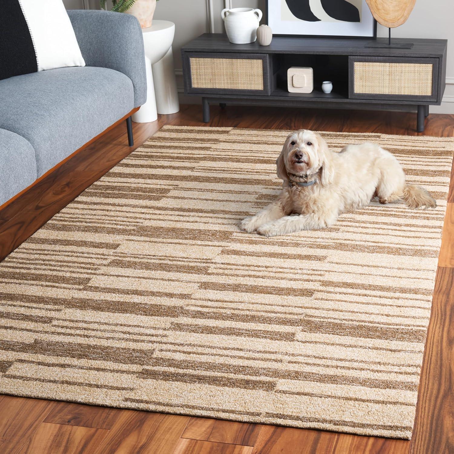 image:imageSAFAVIEH Area Rug 8x10 Natural Fiber Collection Large Natural amp Brown Handmade Jute Ideal for Living Room Bedroom Dining Space NFB726TNaturalBrown