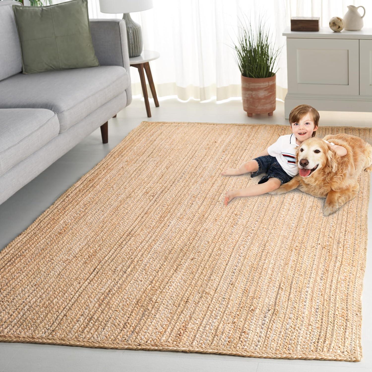 image:imageSAFAVIEH Area Rug 8x10 Natural Fiber Collection Large Natural amp Grey Farmhouse Style Ideal for Living Room Bedroom Dining Space NF840FNaturalGrey