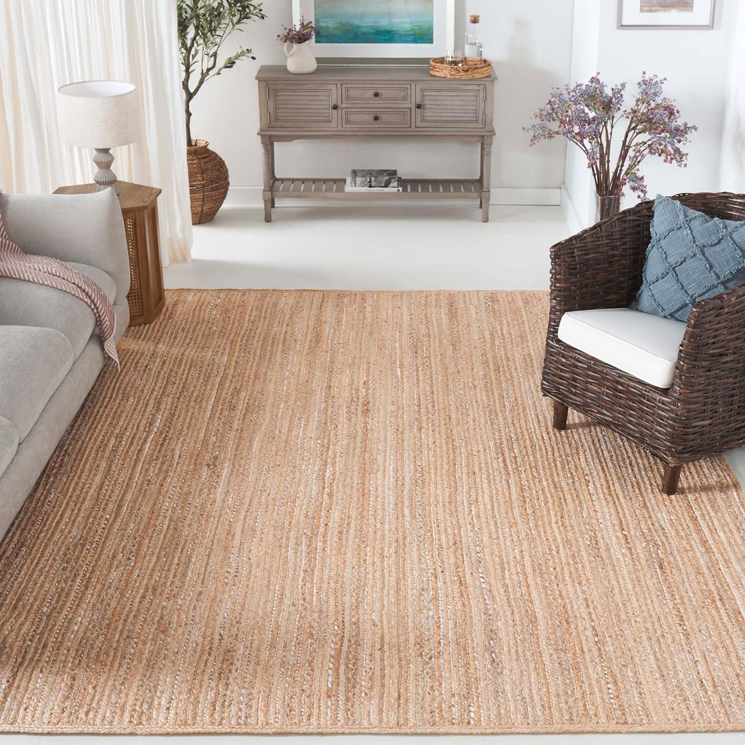 image:imageSAFAVIEH Area Rug 8x10 Natural Fiber Collection Large Natural amp Grey Farmhouse Style Ideal for Living Room Bedroom Dining Space NF840FNaturalGrey