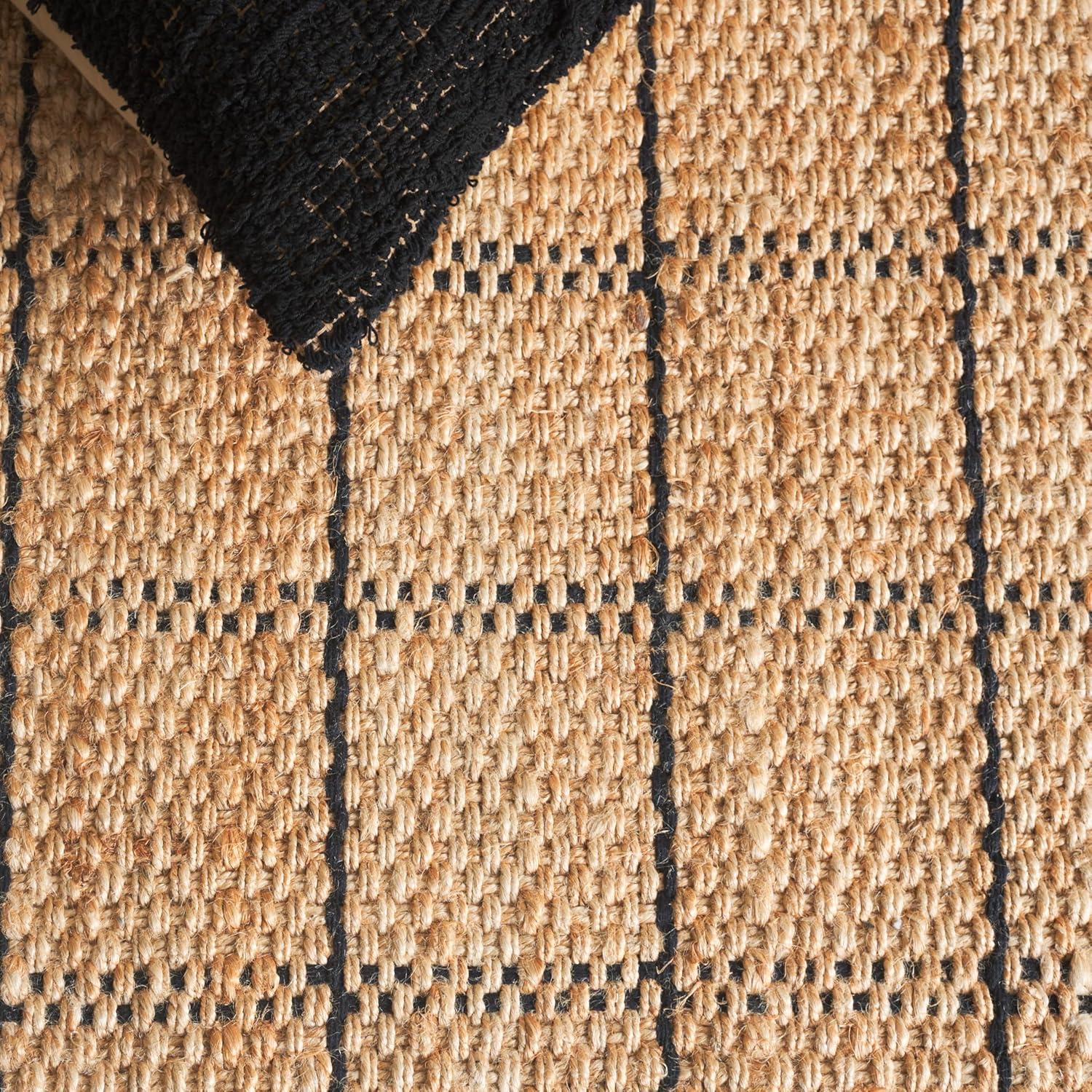 image:imageSAFAVIEH Area Rug 8x10 Natural Fiber Collection Large Natural amp Grey Handmade Jute Ideal for Living Room Bedroom Dining Space NF602FNaturalBlack