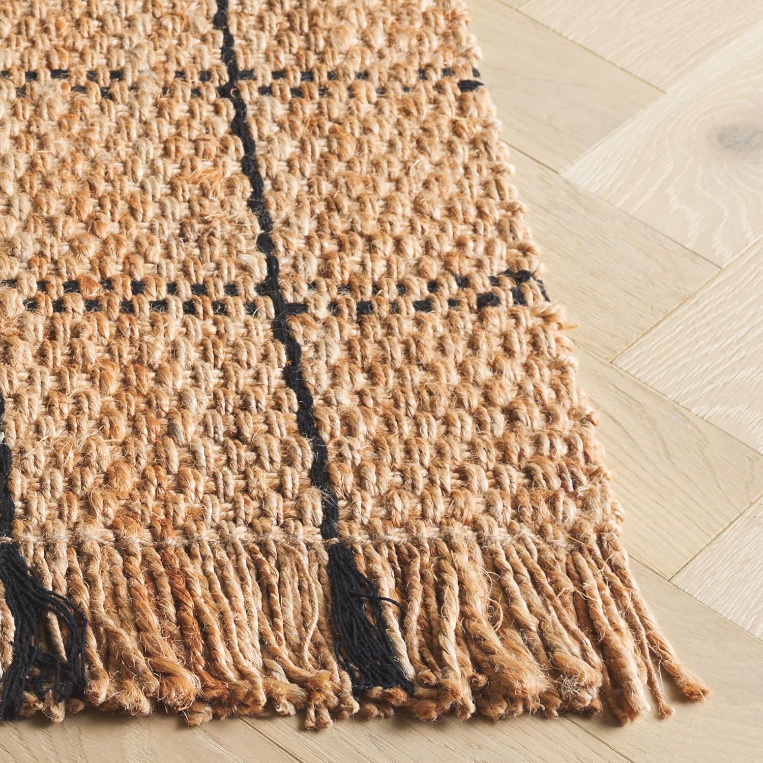 image:imageSAFAVIEH Area Rug 8x10 Natural Fiber Collection Large Natural amp Grey Handmade Jute Ideal for Living Room Bedroom Dining Space NF602FNaturalBlack