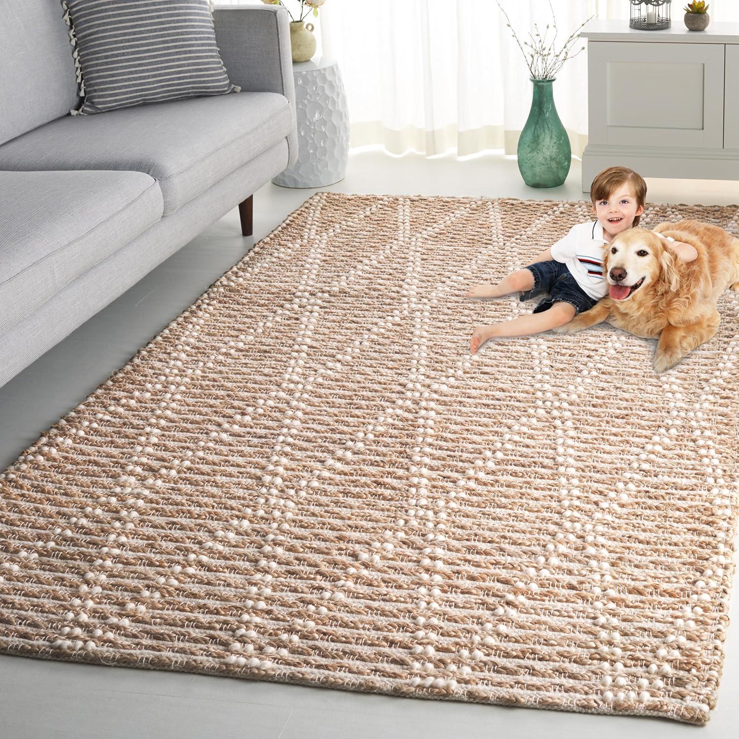 image:imageSAFAVIEH Area Rug 8x10 Natural Fiber Collection Large Natural amp Ivory Handmade Jute Ideal for Living Room Bedroom Dining Space NF877ANaturalIvory