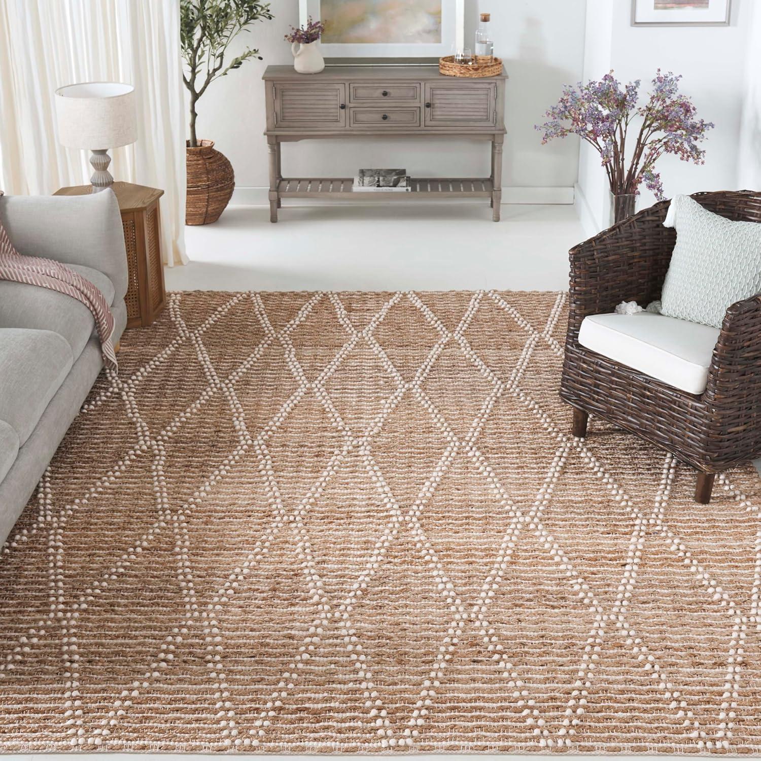 image:imageSAFAVIEH Area Rug 8x10 Natural Fiber Collection Large Natural amp Ivory Handmade Jute Ideal for Living Room Bedroom Dining Space NF877ANaturalIvory
