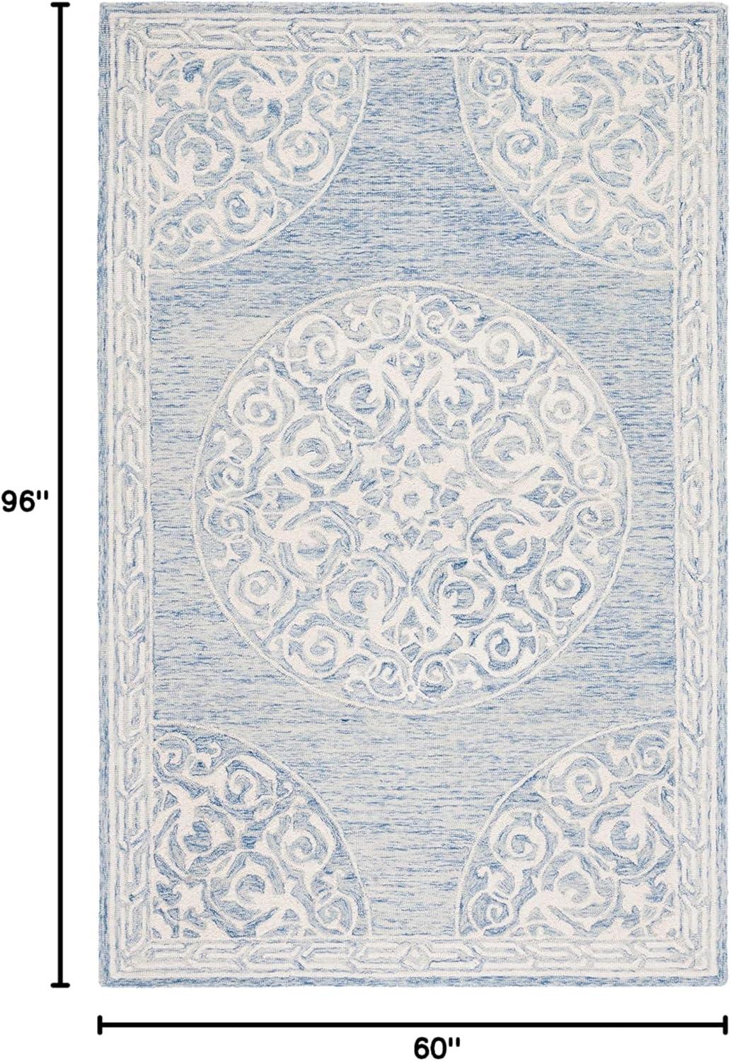 image:imageSAFAVIEH Area Rug 8x10 Natural Fiber Collection Large Natural amp Ivory Handmade Jute amp Wool Flat Weave Farmhouse Rustic Boho Fringe Design Ideal for Living Room Bedroom Dining Space NF377ABlueIvory