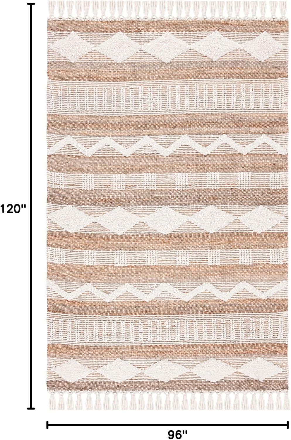 image:imageSAFAVIEH Area Rug 8x10 Natural Fiber Collection Large Natural amp Ivory Handmade Jute amp Wool Flat Weave Farmhouse Rustic Boho Fringe Design Ideal for Living Room Bedroom Dining Space NF377ANaturalIvory