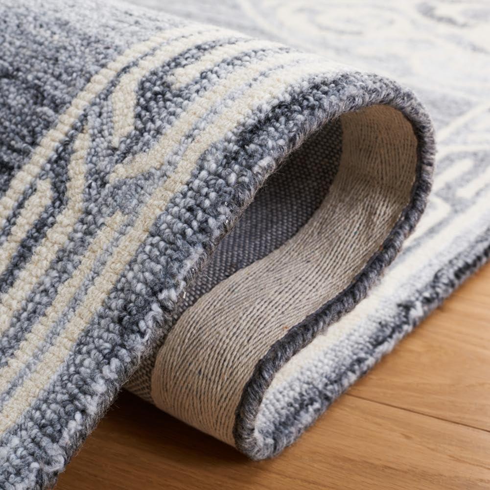 image:imageSAFAVIEH Area Rug 8x10 Natural Fiber Collection Large Natural amp Ivory Handmade Jute amp Wool Flat Weave Farmhouse Rustic Boho Fringe Design Ideal for Living Room Bedroom Dining Space NF377AGreyIvory