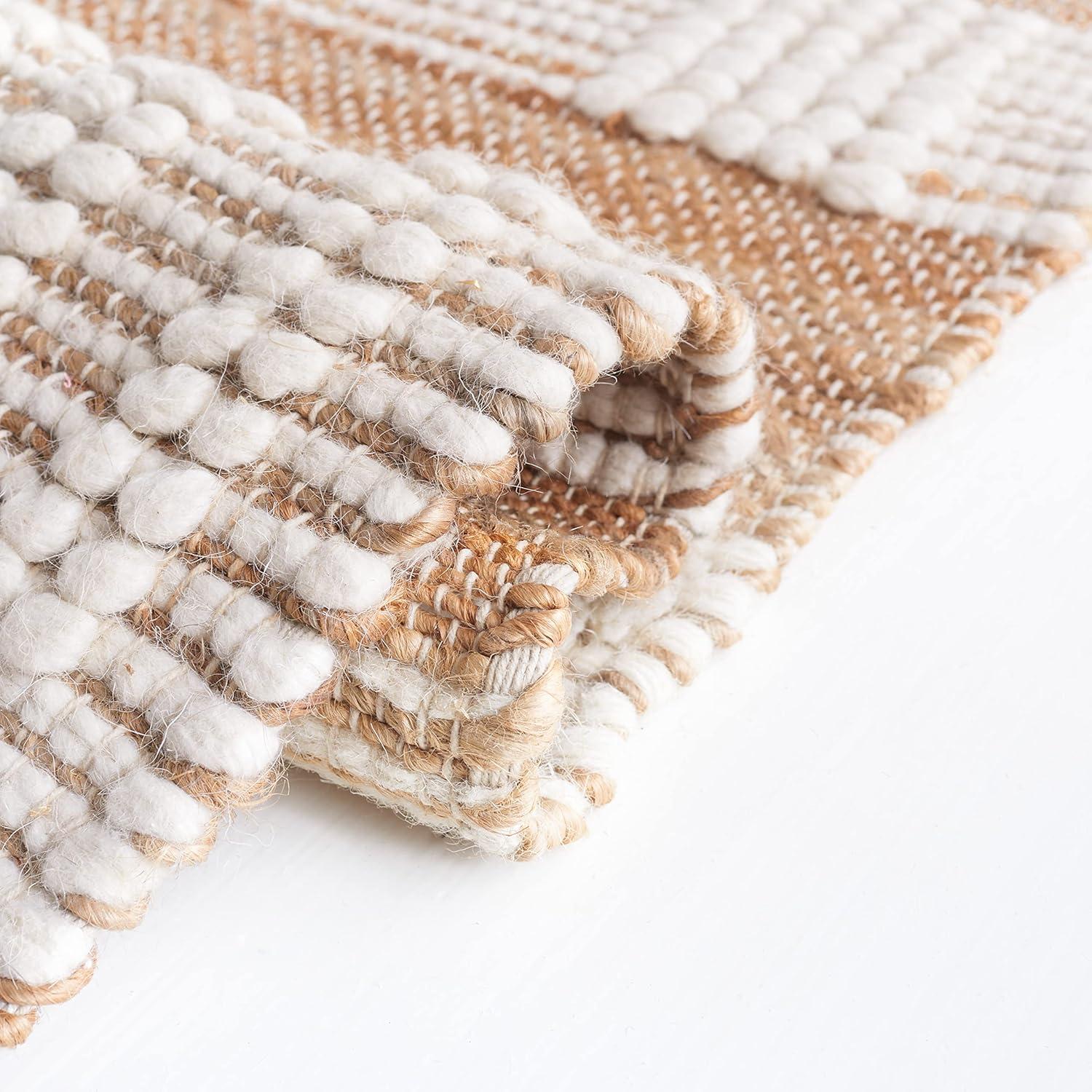 image:imageSAFAVIEH Area Rug 8x10 Natural Fiber Collection Large Natural amp Ivory Handmade Jute amp Wool Flat Weave Farmhouse Rustic Boho Fringe Design Ideal for Living Room Bedroom Dining Space NF377ANaturalIvory
