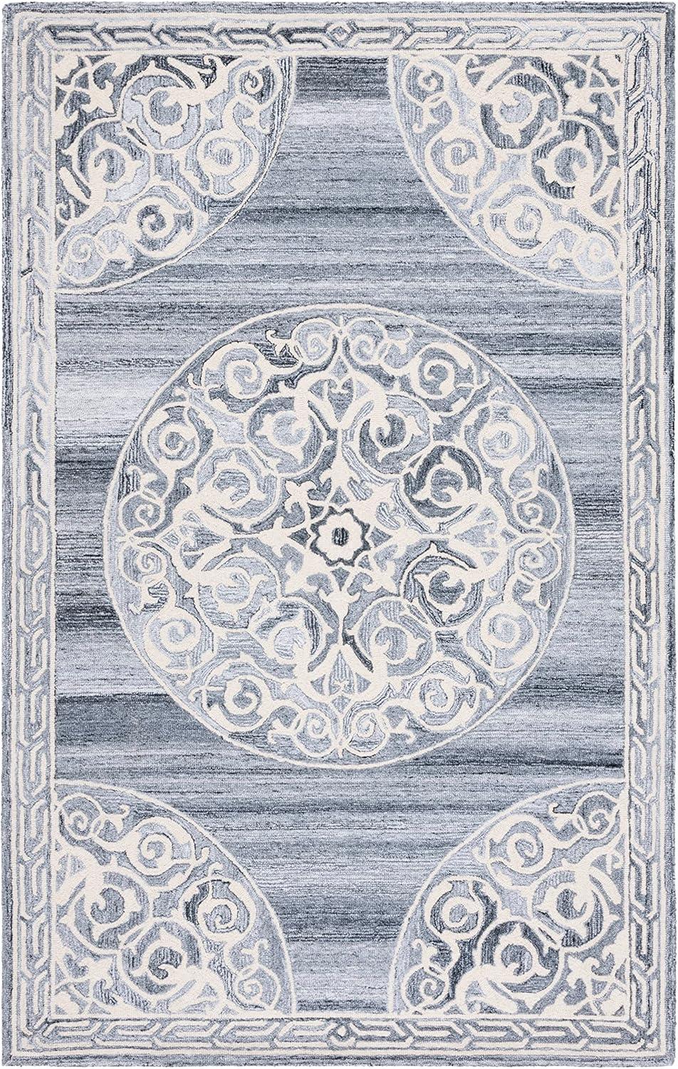 image:imageSAFAVIEH Area Rug 8x10 Natural Fiber Collection Large Natural amp Ivory Handmade Jute amp Wool Flat Weave Farmhouse Rustic Boho Fringe Design Ideal for Living Room Bedroom Dining Space NF377AGreyIvory