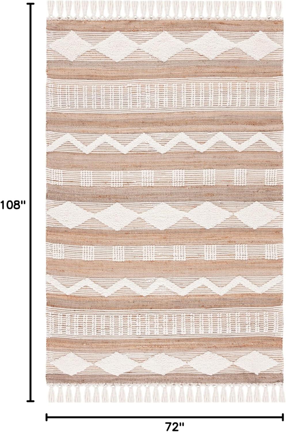 image:imageSAFAVIEH Area Rug 8x10 Natural Fiber Collection Large Natural amp Ivory Handmade Jute amp Wool Flat Weave Farmhouse Rustic Boho Fringe Design Ideal for Living Room Bedroom Dining Space NF377ANaturalIvory
